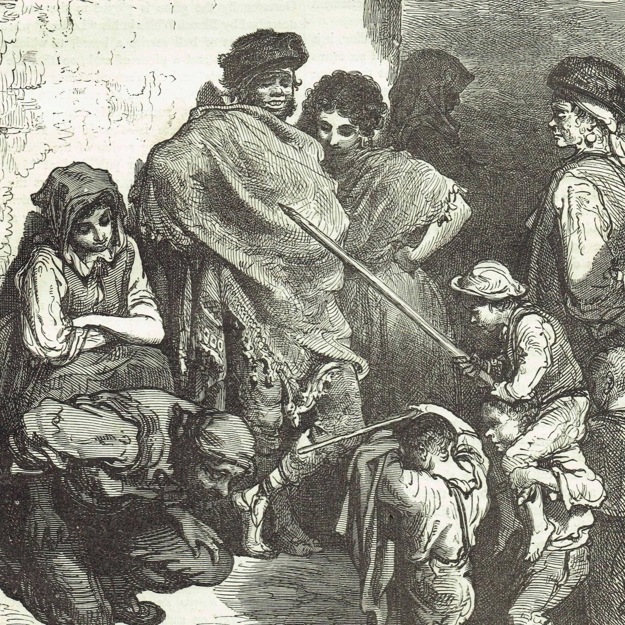 1870s Boys Playing At Bull-Fighting Original Woodblock Print - Children Portrait - Antique Victorian Travel Book Illustration - 8.5 x 12 in - Image 3