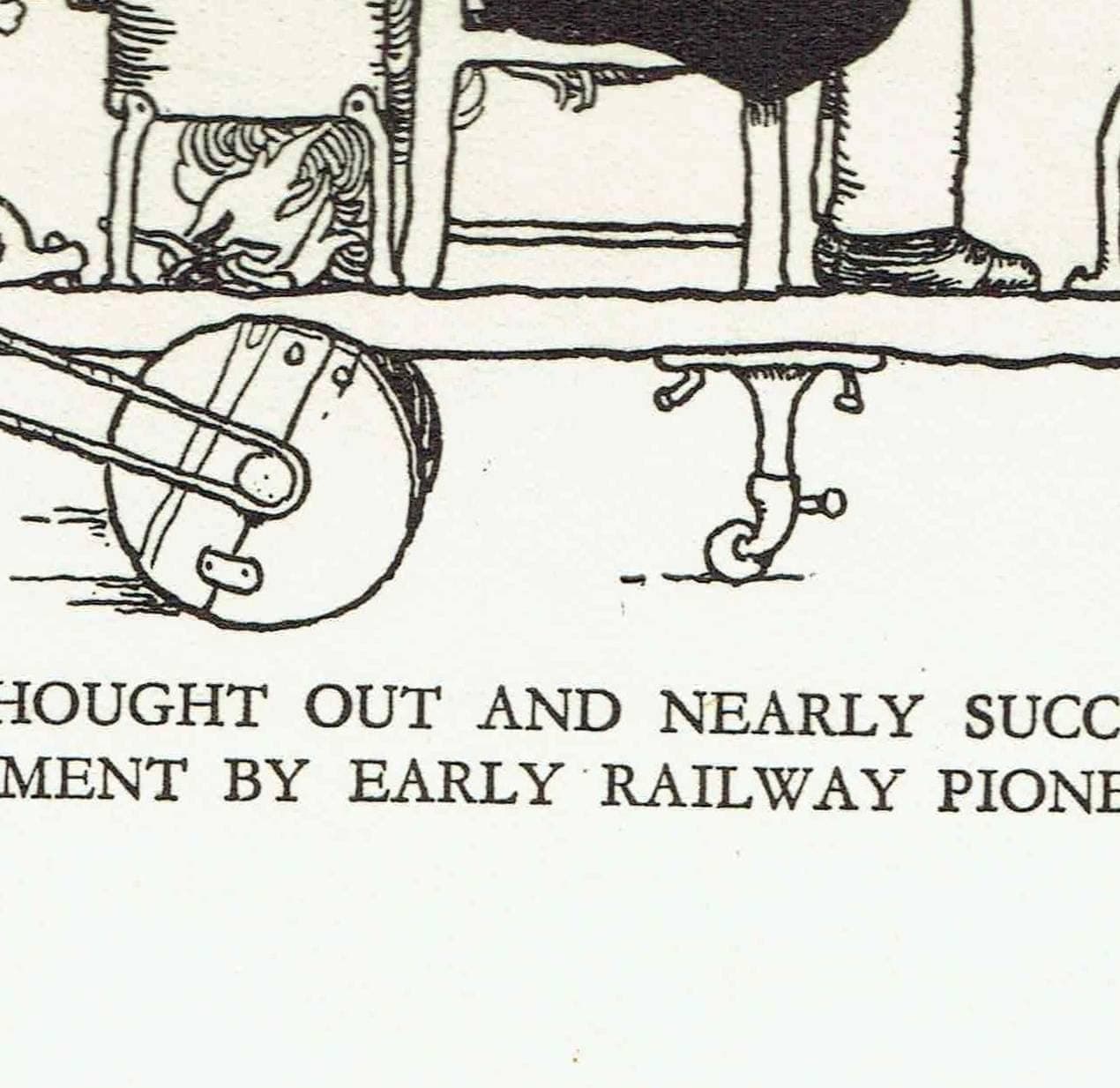 1935 Railway Pioneer Contraption - Original Vintage Print By Heath Robinson - Great Western Railway Centenary Humorous Cartoon - 7 x 9.5 in - Image 5