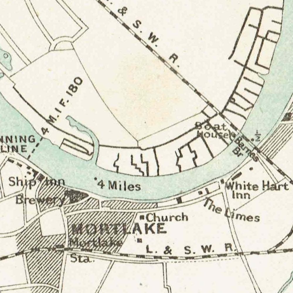 1891 Putney & Metropolitan Regatta Course - Original Antique Map By Weller - Thames Rowing Victorian London Boating Chart - 7 x 4.75 in - Image 5