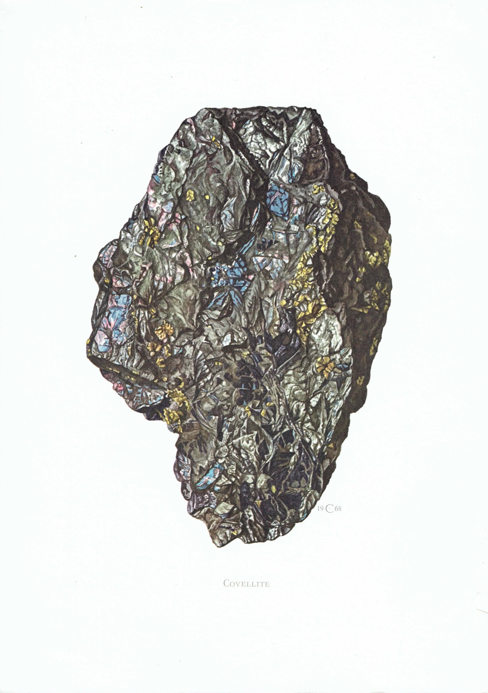 1969 Covellite Mineral - Original Vintage Print By Caspari - Scientific Natural History Geology Study Collection - 7.5 x 10.5 in - Image 2