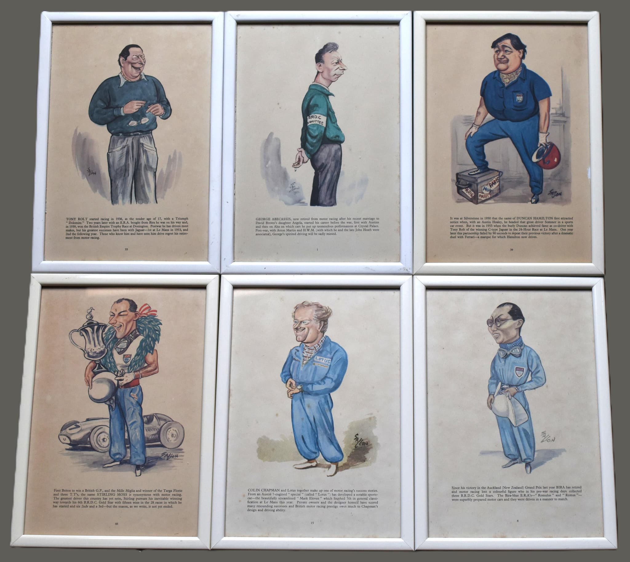 1956 Mike Hawthorn British Racing Driver Caricature Print - Sallon Motor Racing Art - Ferrari BRM Grand Prix Champion - 11 x 7.75 in - Image 4