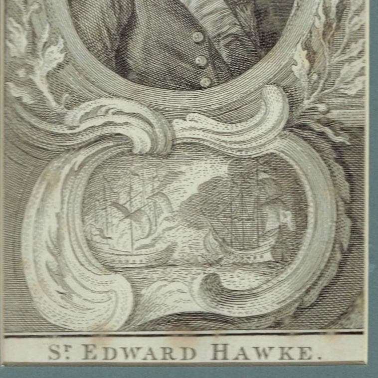 18th Century Sir Edward Hawke, Baron Hawke. Royal Navy Officer Print - Commemorative portrait - 17.5 x 13 cm - 7.25 x 4 inches - Image 4