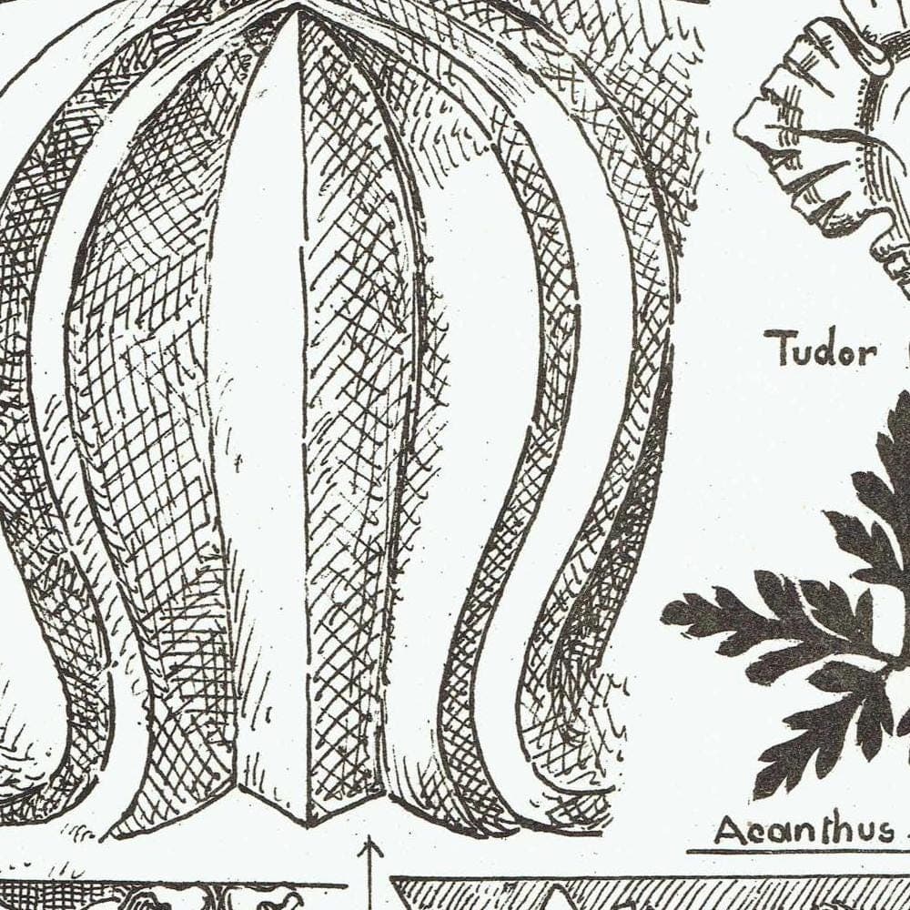 1898 Foliage Carving Architecture Print - Tudor Foliation, Acanthus & Iris Motifs - Antique Decorative Design Plate - 8 x 10.75 in - Image 3