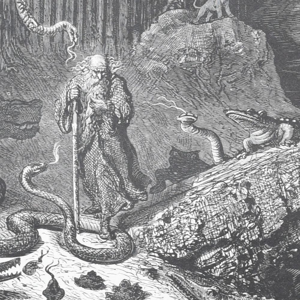 1866 Gustave Doré Wandering Jew Serpent Forest Plate 11 - Original Antique Engraving - Gothic Biblical Victorian Religious - 14 x 20 in - Image 5
