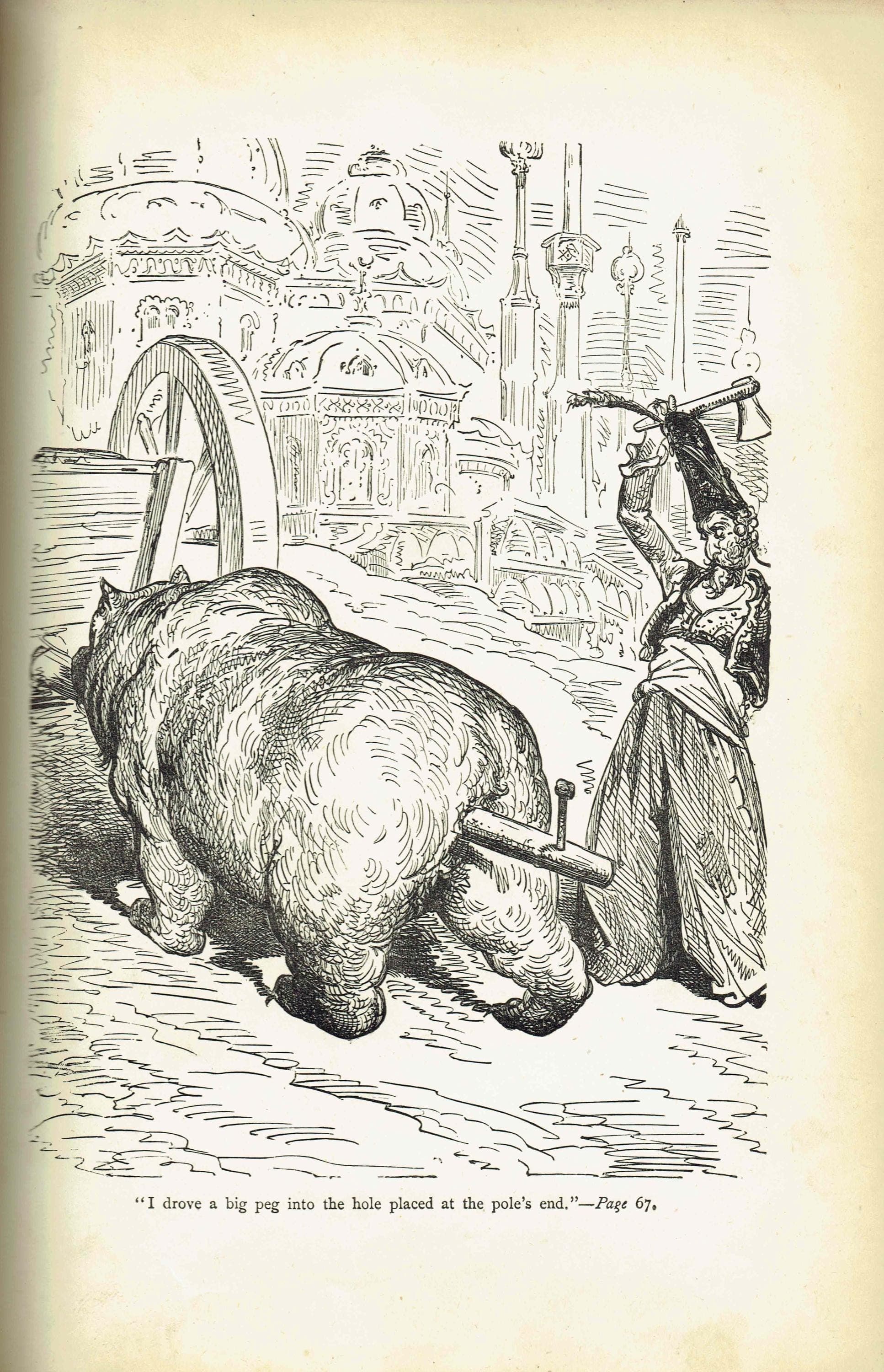 1867 Baron Munchausen Riding Giant Pig - Original Antique Print By Doré - Fantasy Adventure Tale Illustration - 6 x 9 in - Image 2