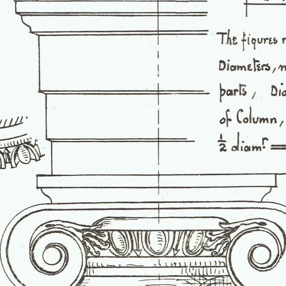 1898 Ionic Capital Print - Theatre of Marcellus Rome, Entablature & Classical Proportions - Antique Architecture Plate - 8 x 10.75 in - Image 4