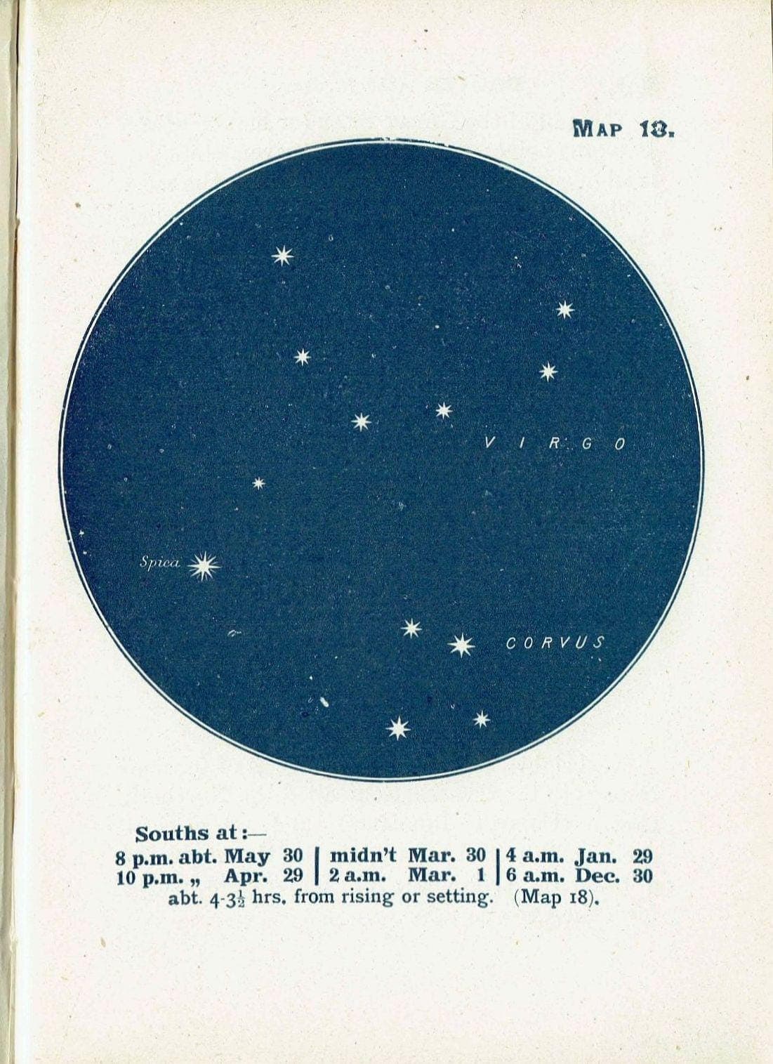 1944 Virgo Constellation Map 18 - Original Vintage Print By Gall - Star Atlas Zodiac Astronomy Celestial Chart - 4 x 6 in - Image 2