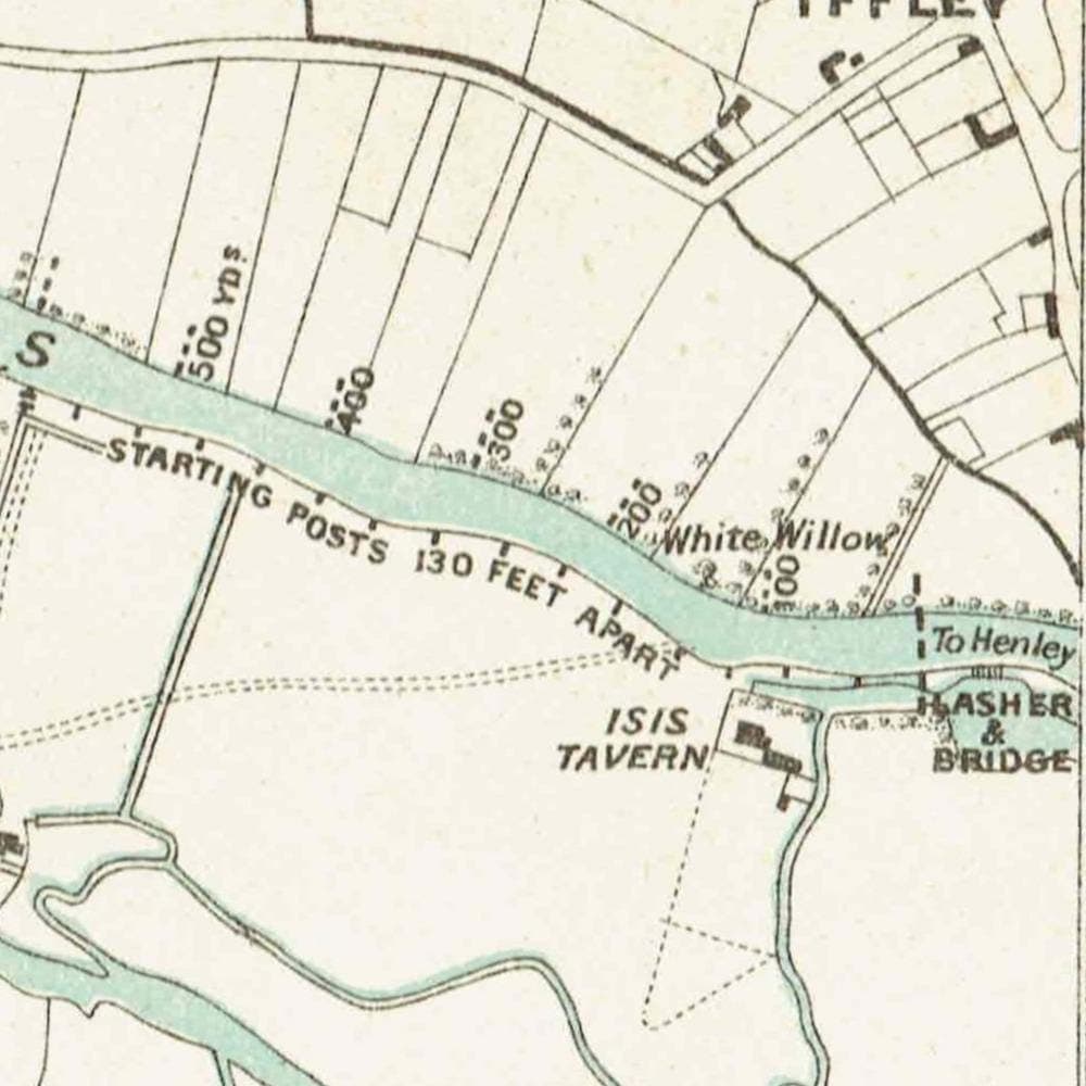 1891 Oxford Course River Isis Map - Original Antique Engraving By Weller - Badminton Library Rowing Boat Race Victorian Sport - 7 x 4.75 in - Image 4