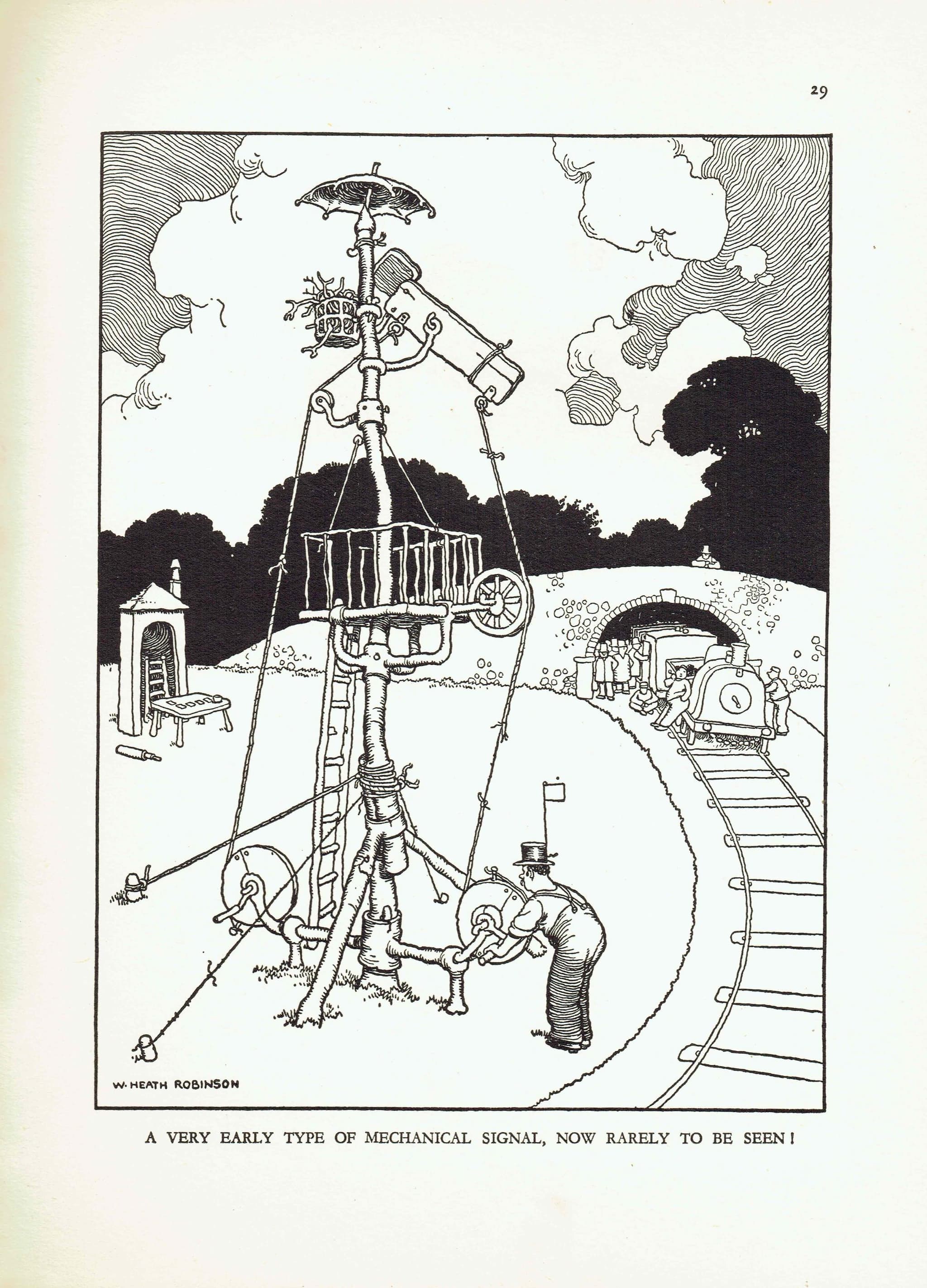 1935 Railway Signal Machine - Original Vintage Print By Robinson - Great Western Railway Centenary Humorous Cartoon - 7 x 9.5 in - Image 2