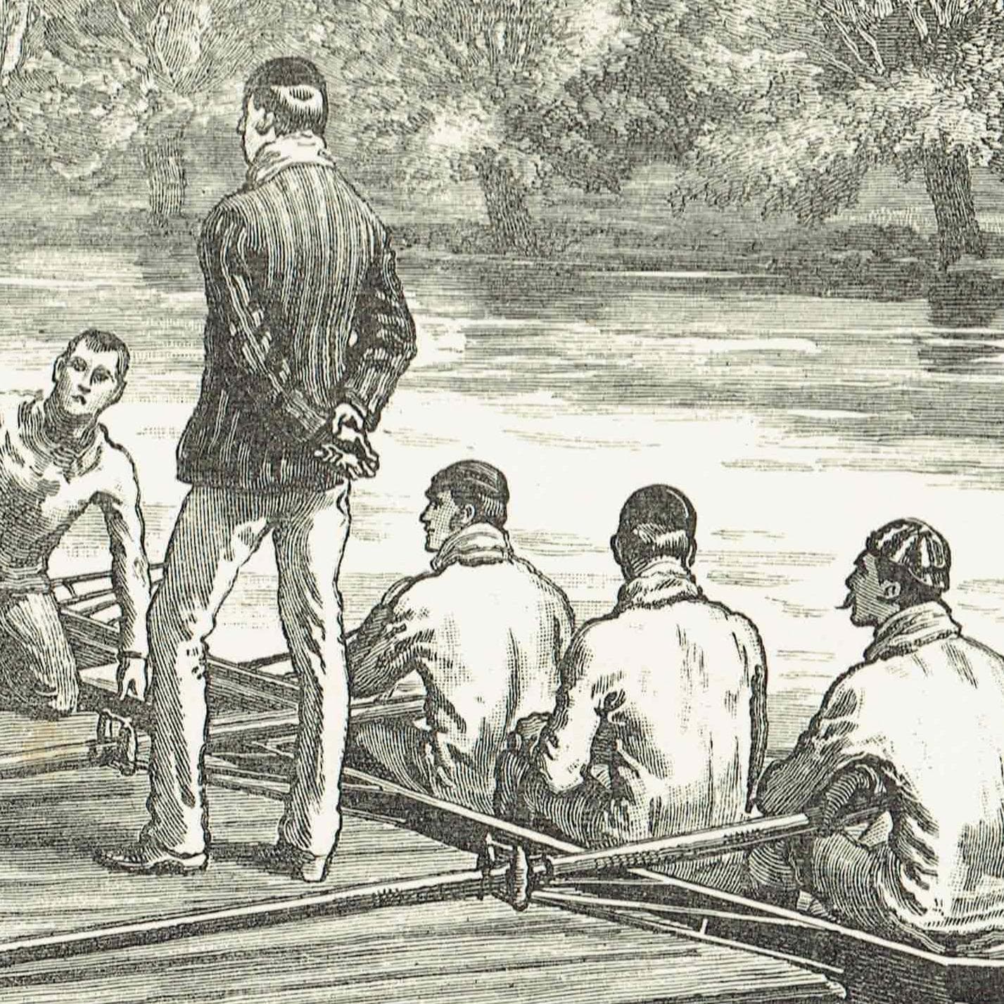 1891 Embarking - Original Antique Engraving By Dadd - Victorian Rowing Crew River Boating Sport Badminton Library - 7 x 4.75 in - Image 4