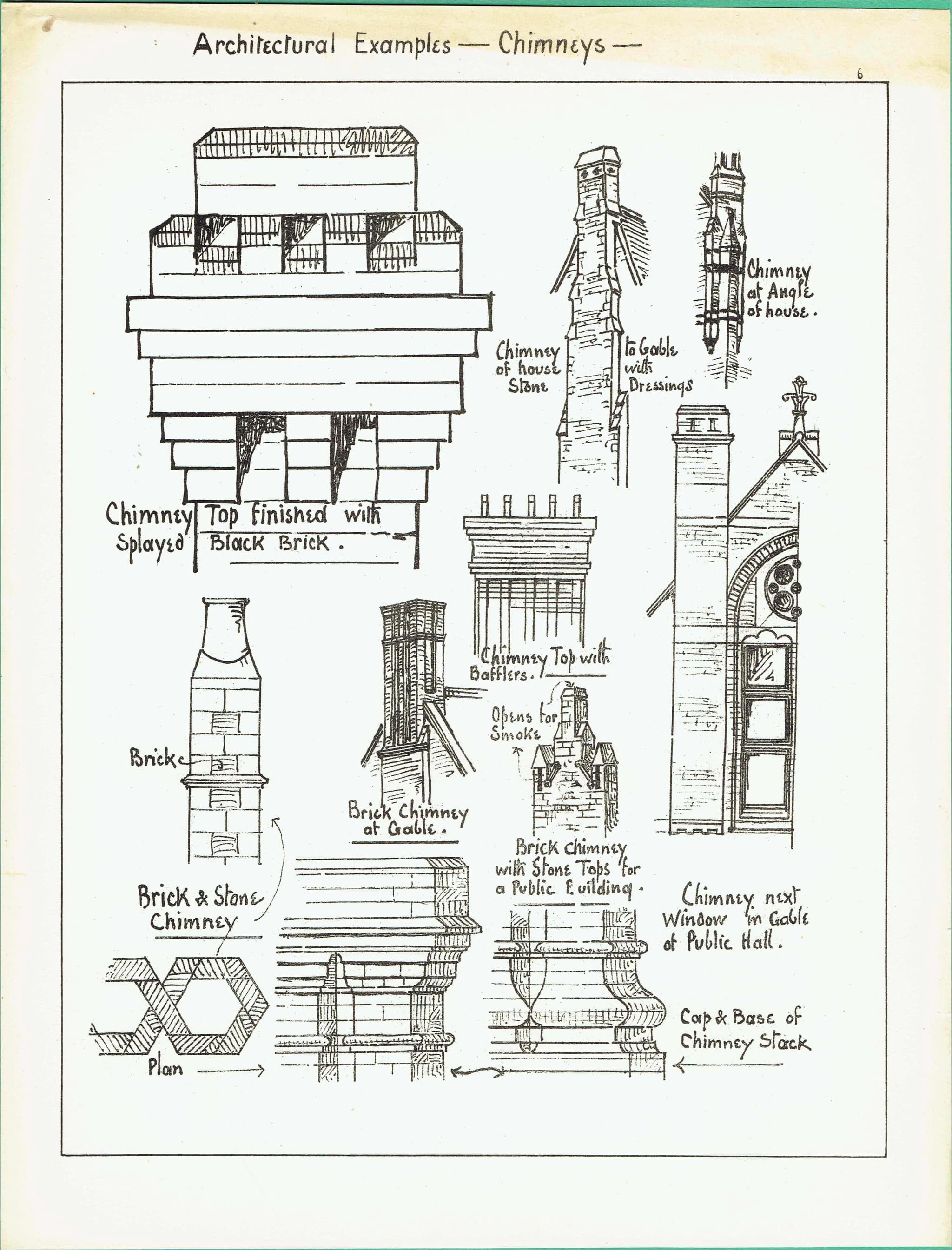 1898 Chimneys Brick Stone House Public Architectural Print - W Fullerton - Building Illustration - 8 x 10.75 in - Image 3