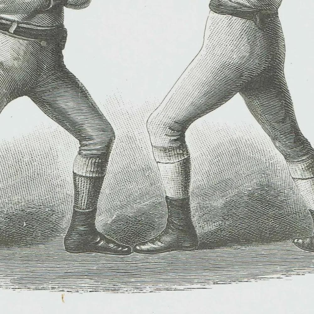1889 Boxing Match Technique - Original Antique Print - Badminton Library Victorian Sports Pugilism Athletic Training - 5 x 7 in - Image 4