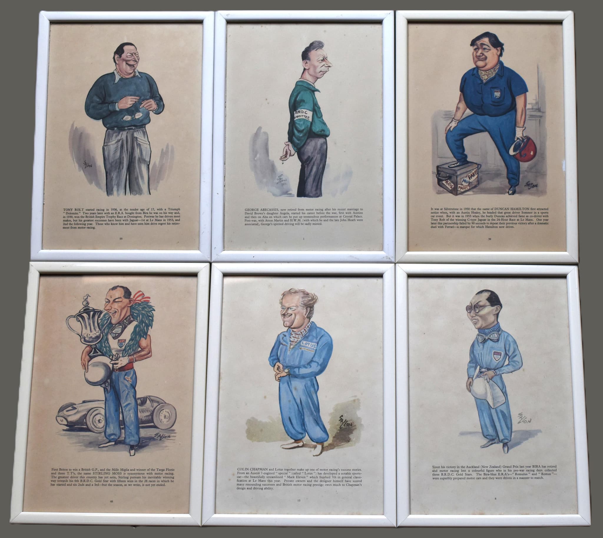 1956 Lord Selsdon Caricature Sallon Print - Le Mans 24-Hour Winner - Ferrari Racing Driver - Vintage Motorsport Illustration - 11 x 7.75 in - Image 4