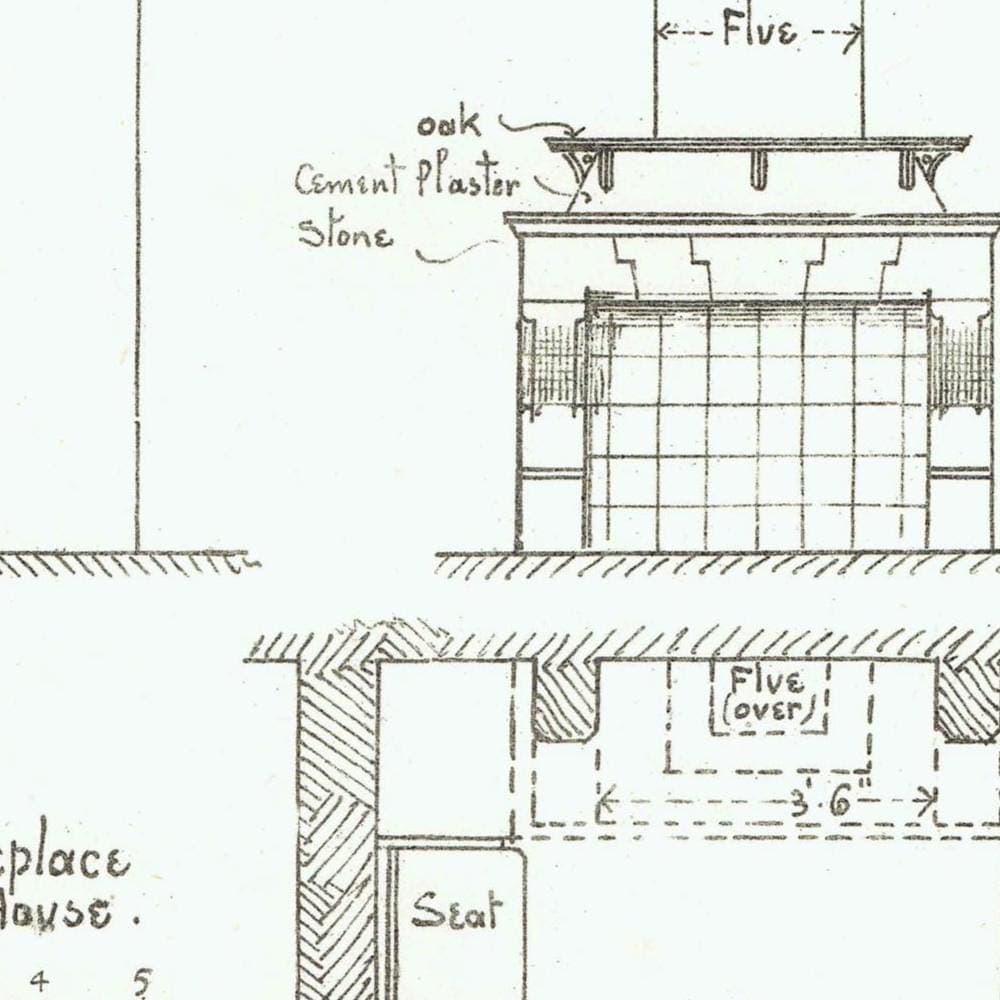 1898 Stonework Architectural Print - Entrance Gates to Court Yard Fireplace - W Fullerton - Building Illustration - 8 x 10.75 in - Image 4