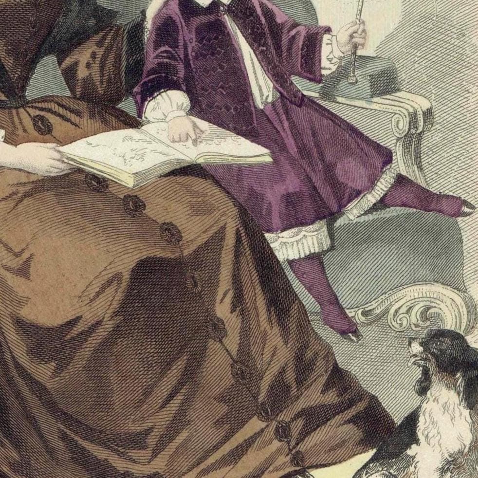 1859 Modes de Paris No.8 Print - Paris Fashion Plate - Victorian Costume Art with Mother & Children - 9.75 x 6.75 in - Image 3