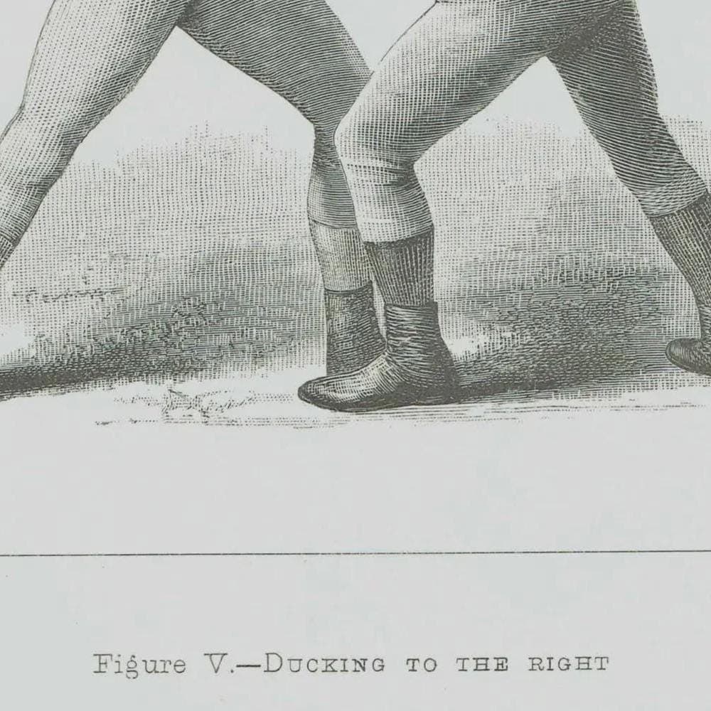 1889 Boxing Ducking Technique - Original Antique Print - Badminton Library Victorian Sports Athletic Training Illustration - 5 x 7 in - Image 4