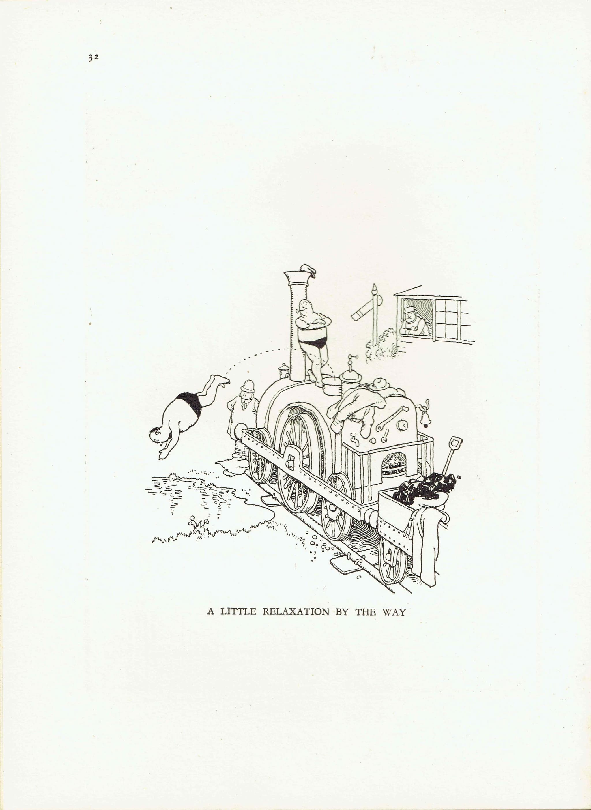 1935 Railway Humour - Original Vintage Print By Heath Robinson - Great Western Railway Centenary Cartoon Satire - 7 x 9.5 in - Image 3