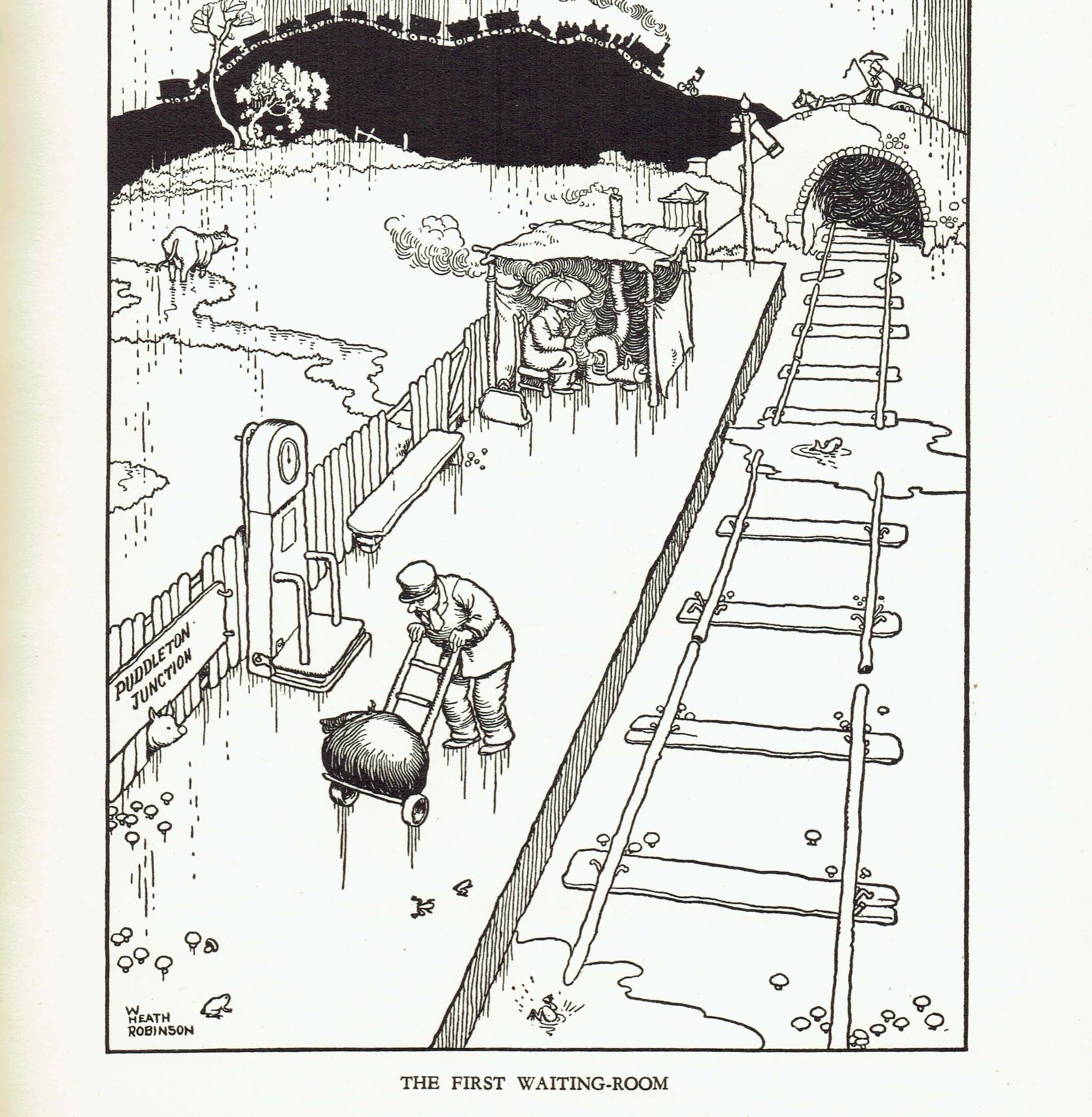 1935 Railway Humour - Original Vintage Print By Heath Robinson - Great Western Railway Centenary Cartoon Satire - 7 x 9.5 in - Image 4