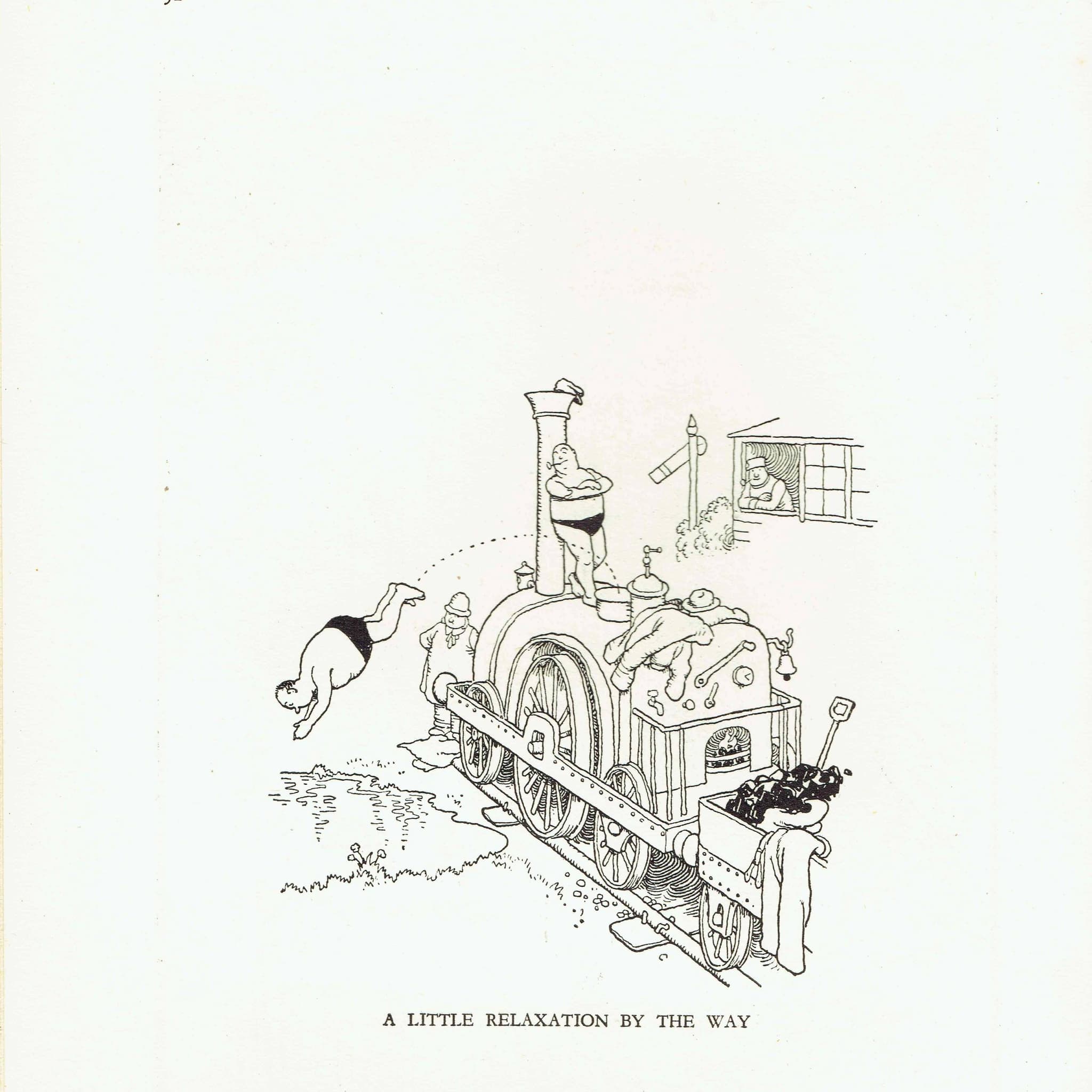 1935 Railway Humour - Original Vintage Print By Heath Robinson - Great Western Railway Centenary Cartoon Satire - 7 x 9.5 in - Image 5