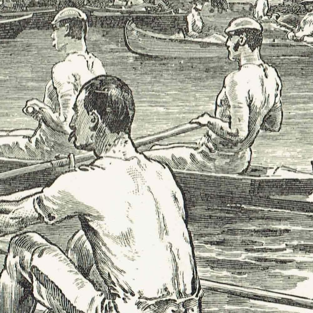 1890 Pair Oars An Imminent Foul - Original Antique Engraving By Dadd - Victorian Rowing Race River Sport Badminton Library - 7 x 4.75 in - Image 3