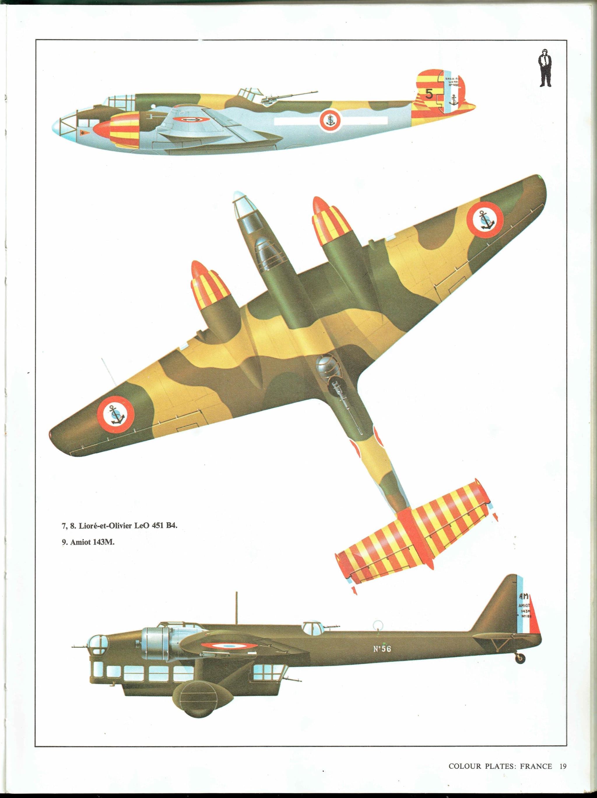 1985 Liore et Olivier LeO 451 B4 & Amiot 143M Military Planes Vintage Print - WWII Aircraft Aviation Drawing - 8 x 10.75 in - Image 3