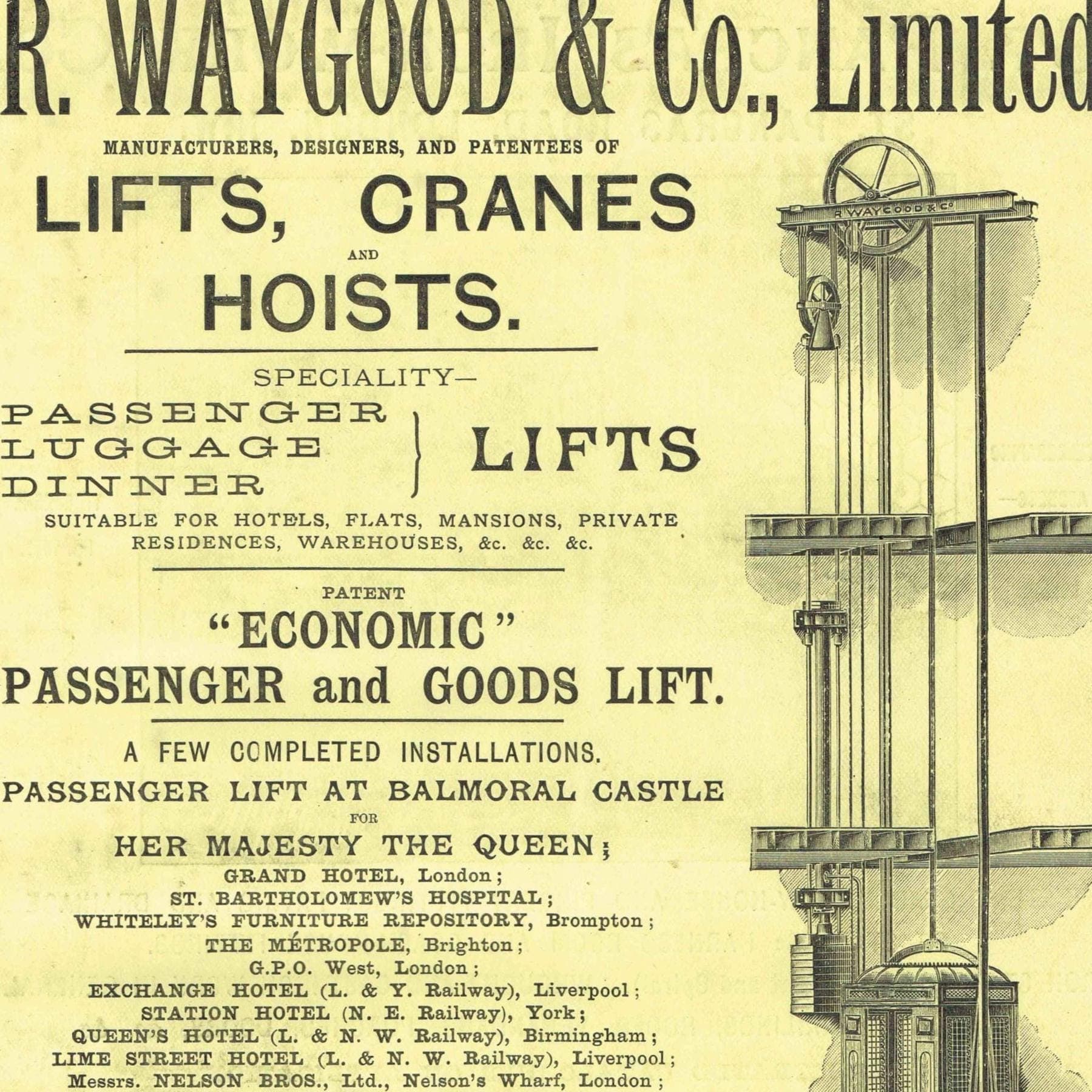 1898 Cranes, Hoists, Lifts, Ironworks Architectural Advertisement Print - W Fullerton - Building Illustration - 8 x 10.75 in - Image 3