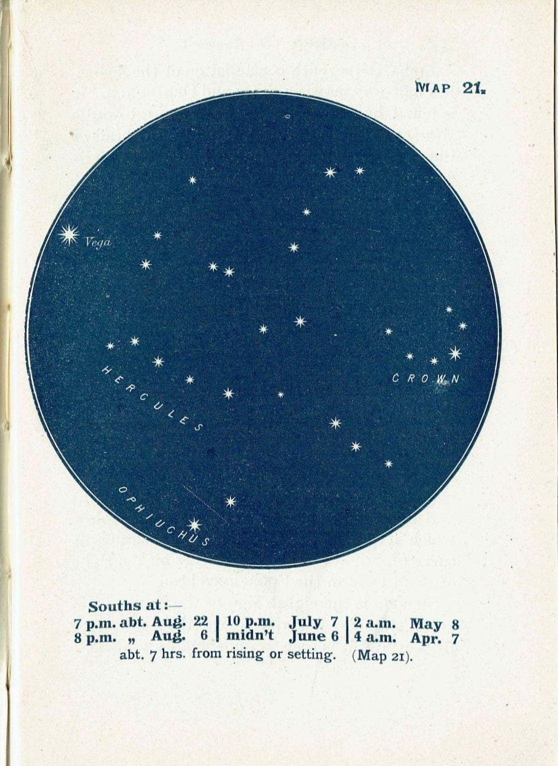 1944 Vega Hercules Crown Ophiuchus - Original Vintage Print By Gall - Star Chart Celestial Astronomy Map Atlas - 4 x 6 in - Image 2