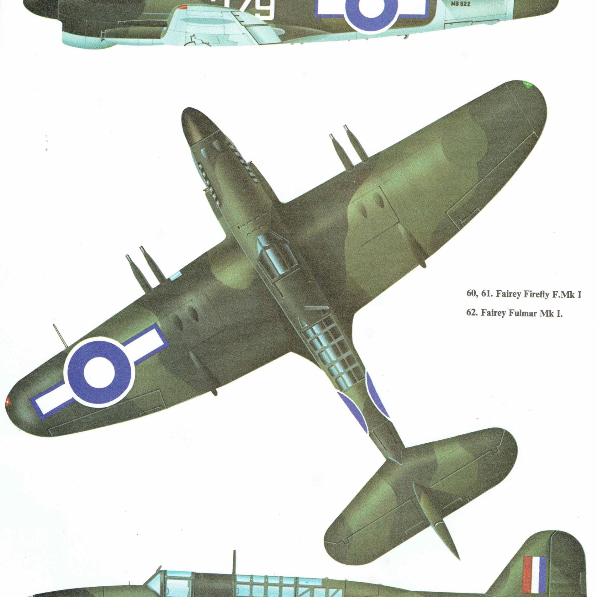 1985 - Fairey Swordfish Mk III & Fairey Barracuda Mk II Aircraft Print - Vintage WWII British Naval Planes by John A Weal - 8 x 10.75 in - Image 2