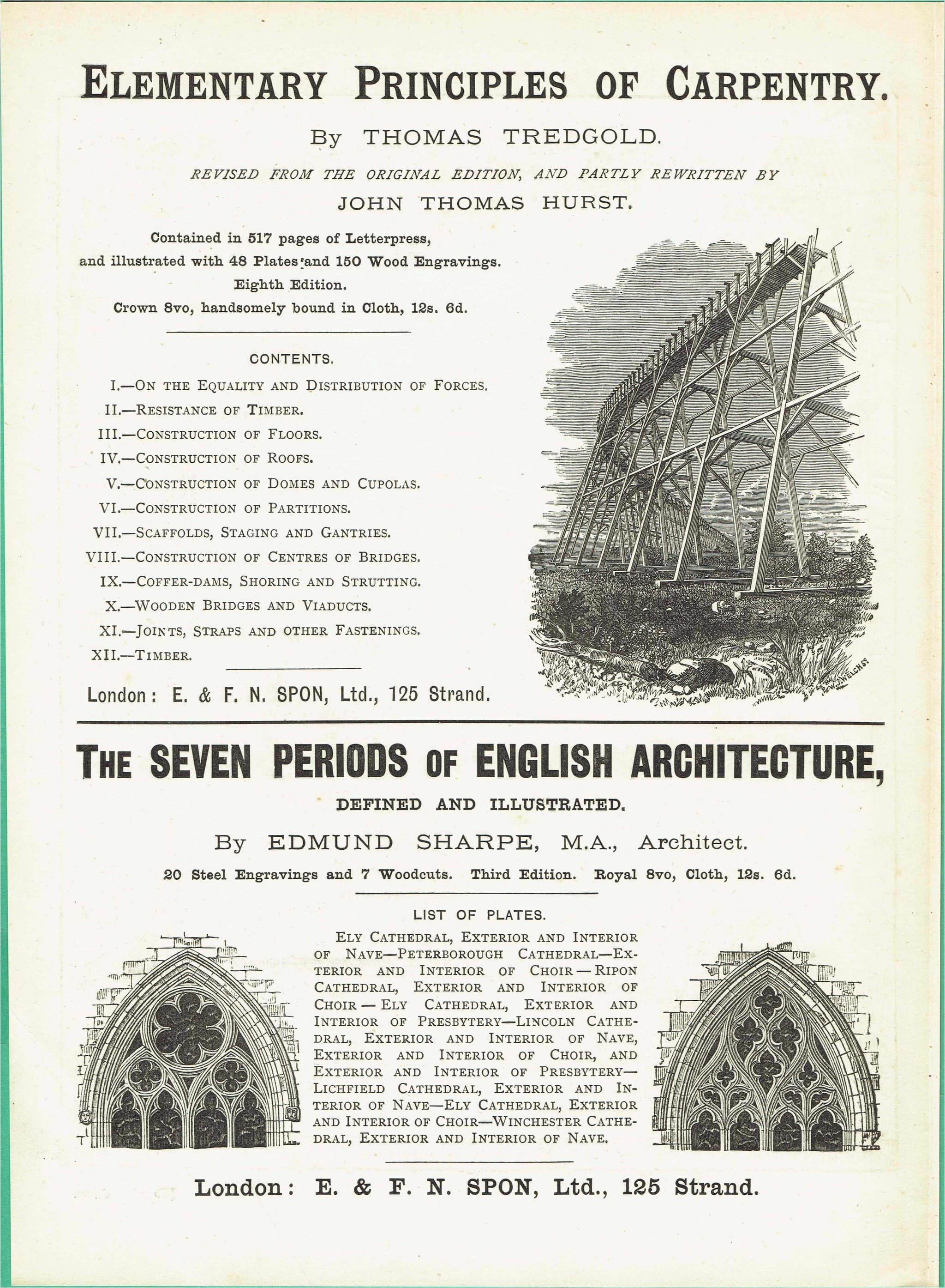 1898 Architectural Ironwork Print - St Pancras Ironwork Co Designs, Bridges, Roofs & Spiral Stair - Antique Plate - 8 x 10.75 in - Image 2