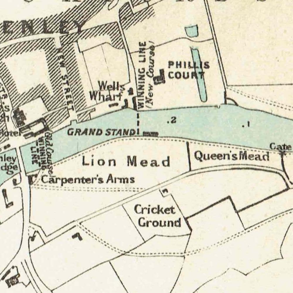 1891 Henley Course - Original Antique Engraving By Weller - Henley Regatta Thames River Map Rowing Oxfordshire - 7 x 4.75 in - Image 3