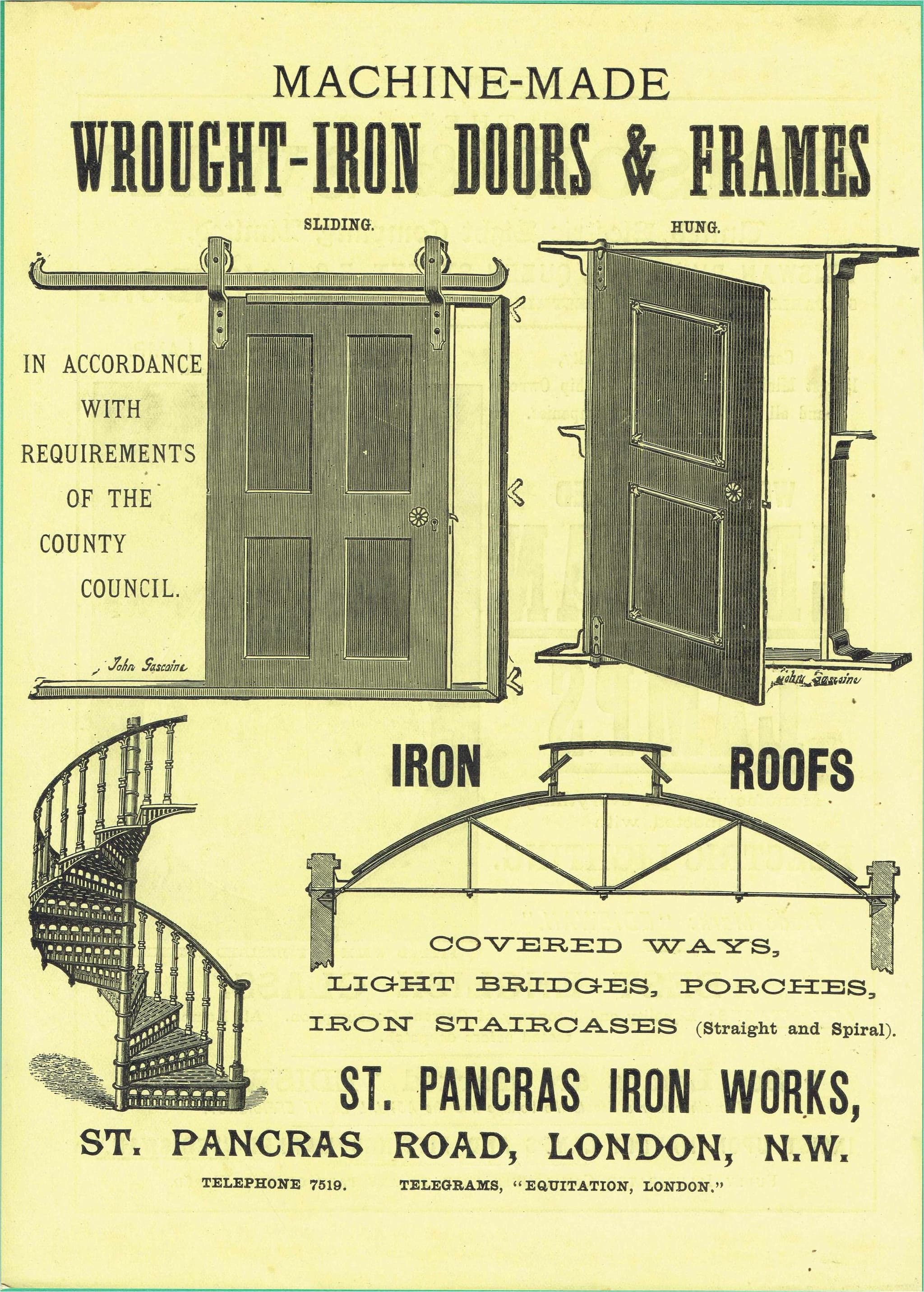 1898 Wrought Iron Doors Frames Print - St Pancras Iron Works, Spiral Stairs, Iron Roofs & Ediswan Lamps - Antique Plate - 8 x 10.75 in - Image 3