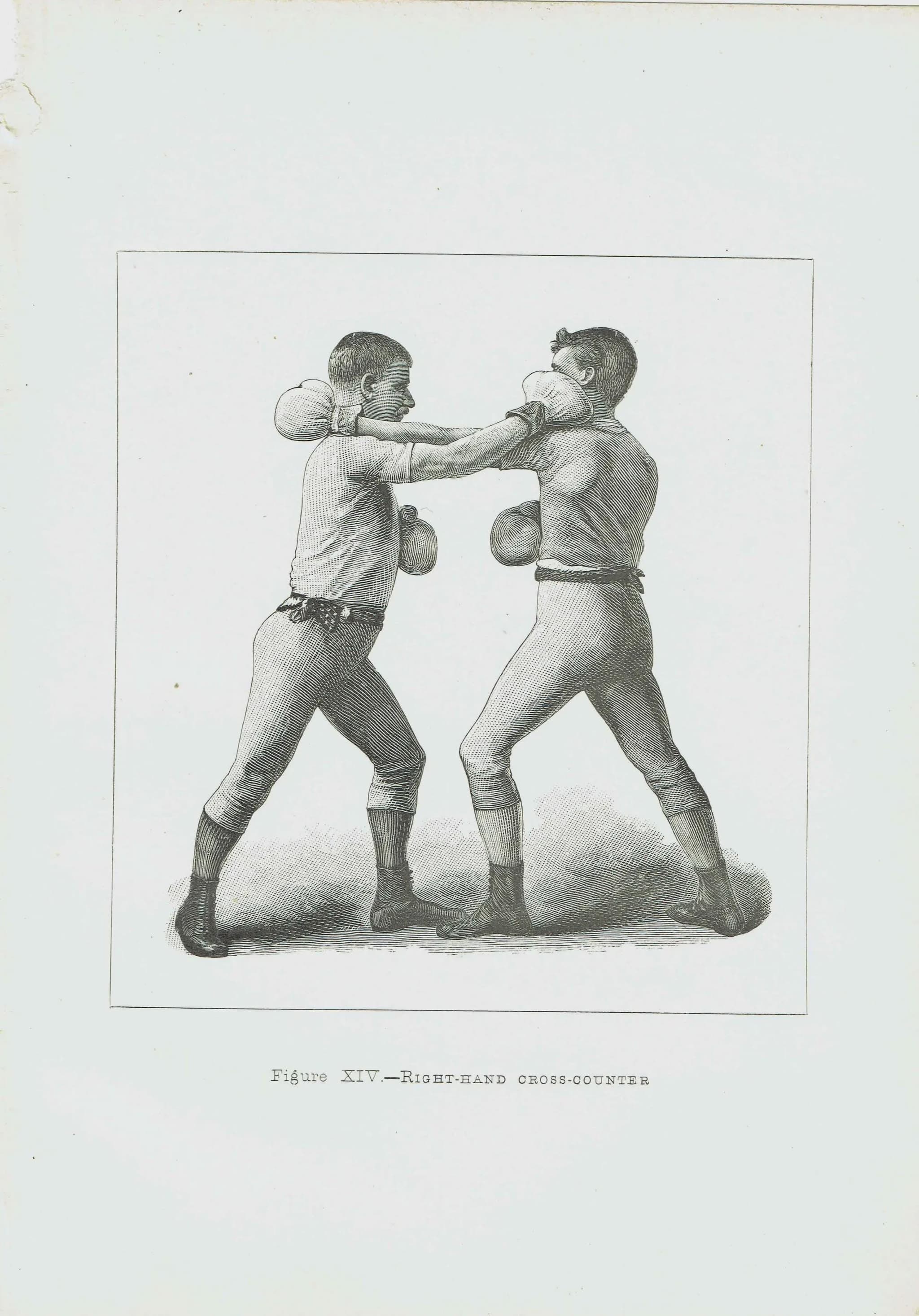 1889 Right-Hand Cross-Counter - Original Antique Boxing Print - Badminton Library Victorian Sports Pugilism Technique - 5 x 7 in - Image 2