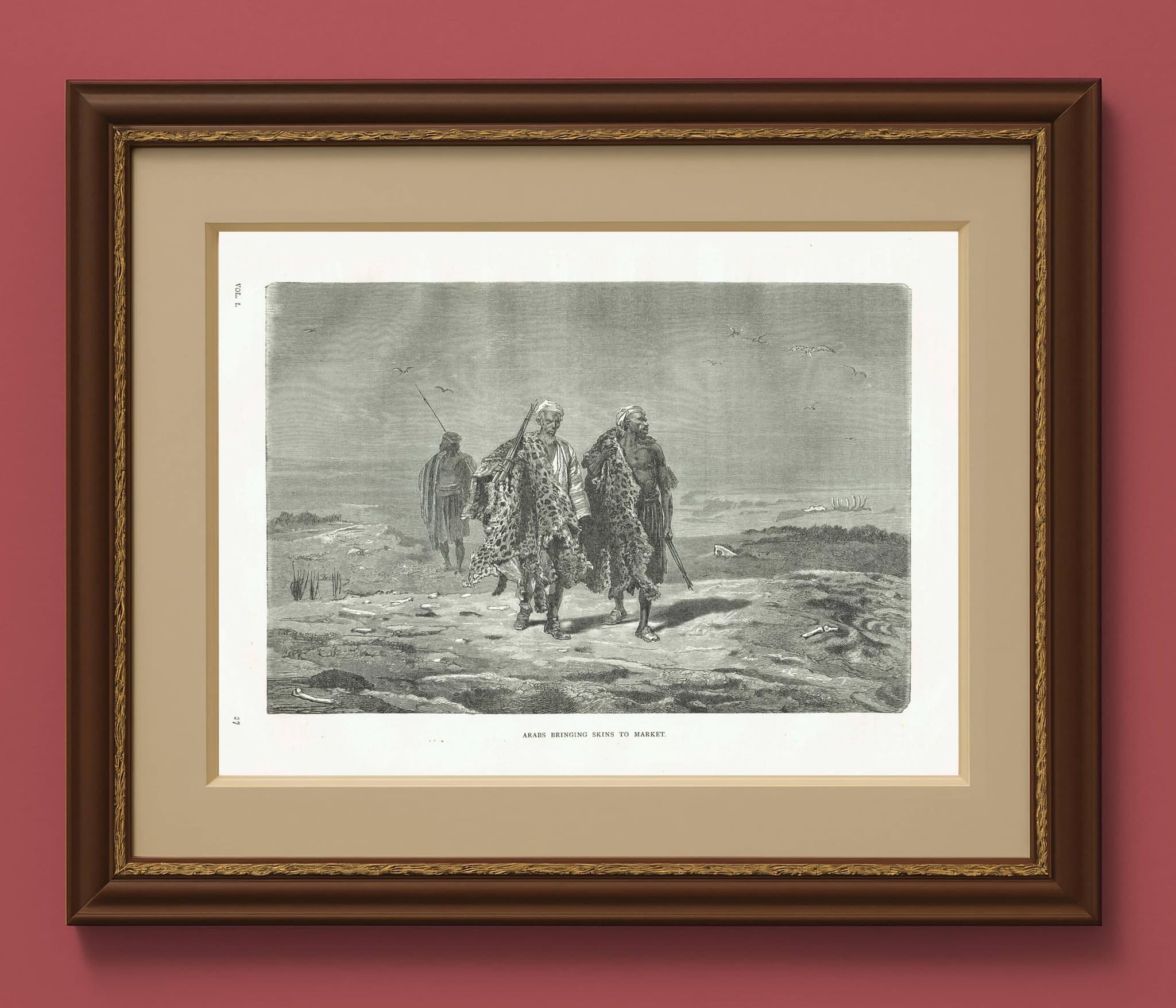 1870s Original Victorian Travel Print - Arabs Market Scene - Antique Woodblock Print - Illustrated Travels Book - 12 x 8.5 in