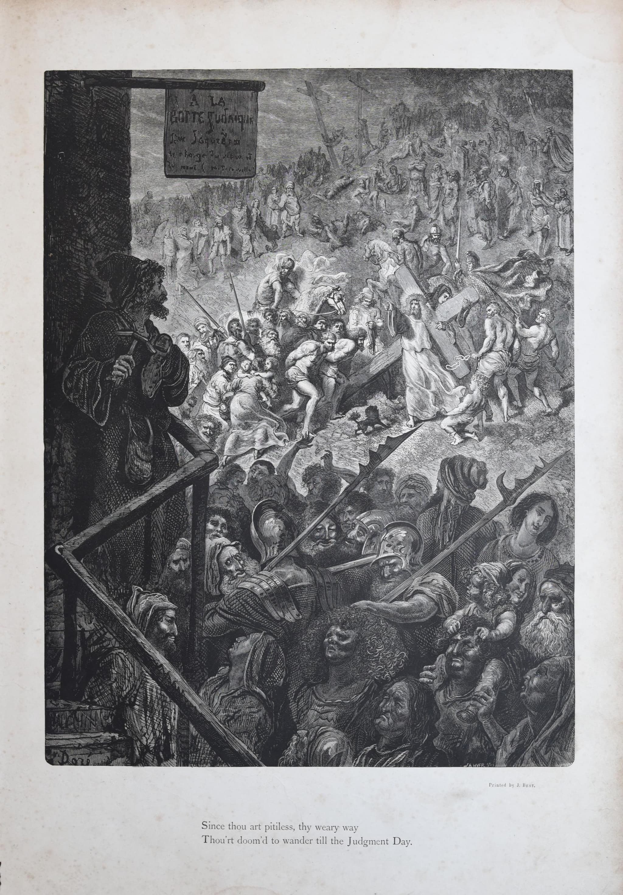 1866 Legend of the Wandering Jew Plate 1 - Original Antique Print - Doré - Medieval Biblical Myth Cassell Petter Galpin - 14 x 20 in - Image 3
