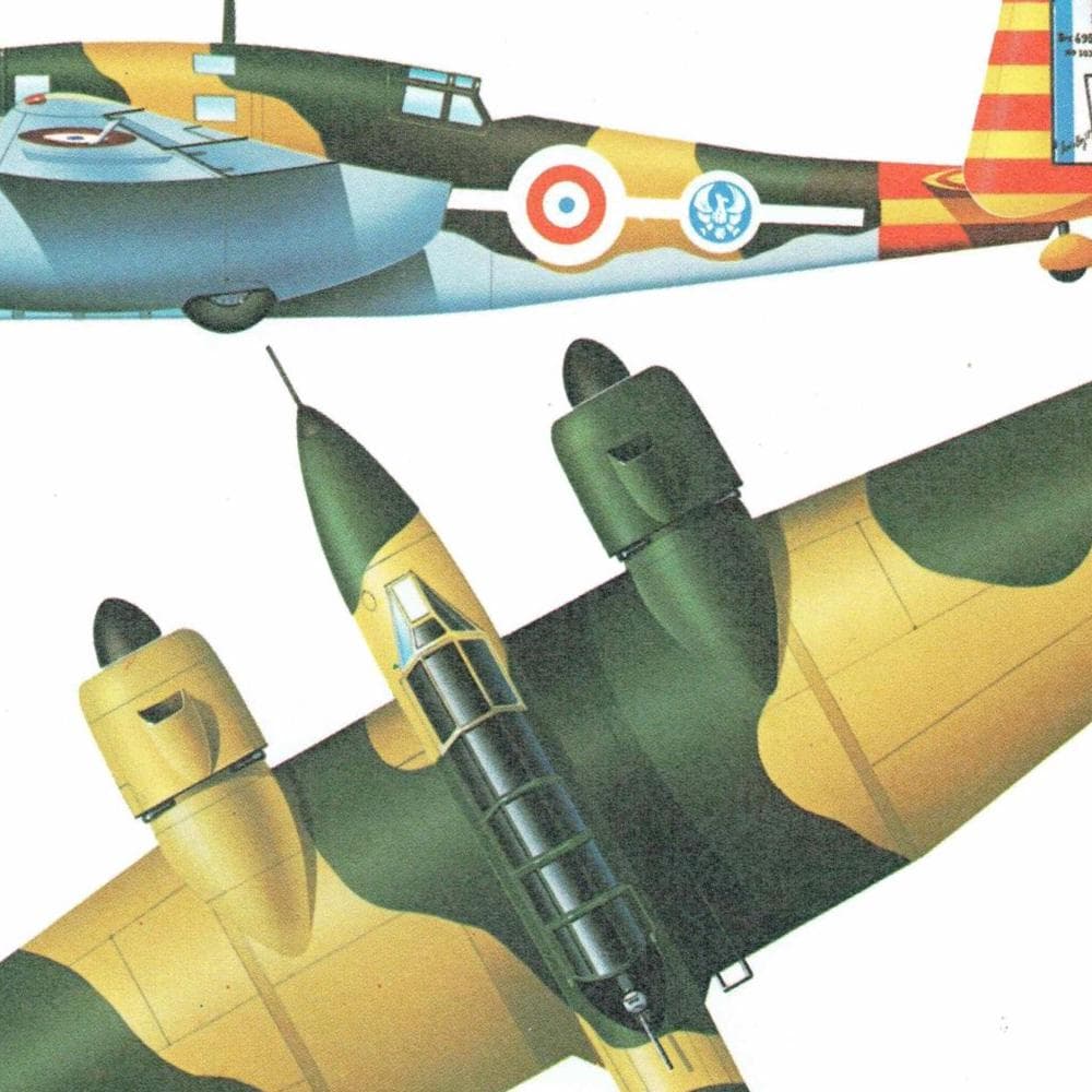 1985 - Breguet Bre 695 AB2 & Potez 630 C3 Vintage WWII French Aircraft Print - Morane-Saulnier MS.406 D-3801 Fighters - 8 x 10.75 in - Image 4