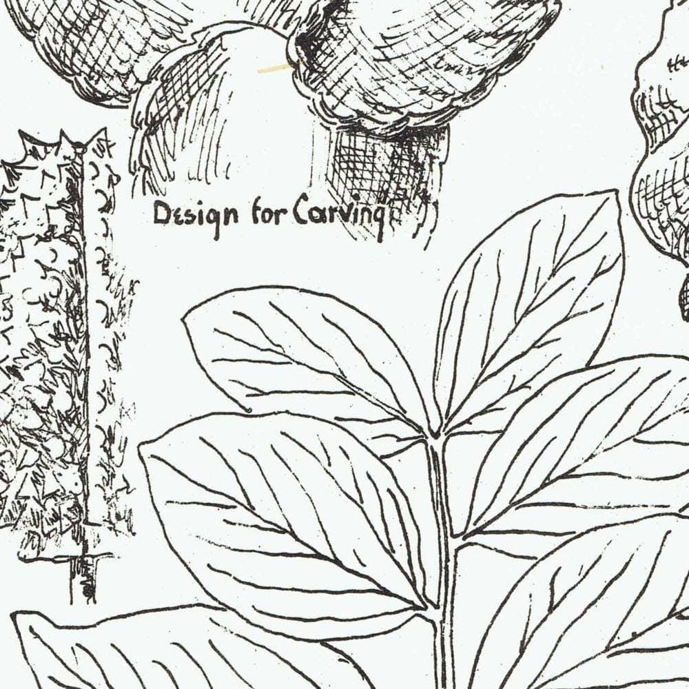 1898 Foliage Carving Architecture Print - Strawberry, Sunflower, Mallow & Bean Decorative Design Plate - 8 x 10.75 in - Image 4