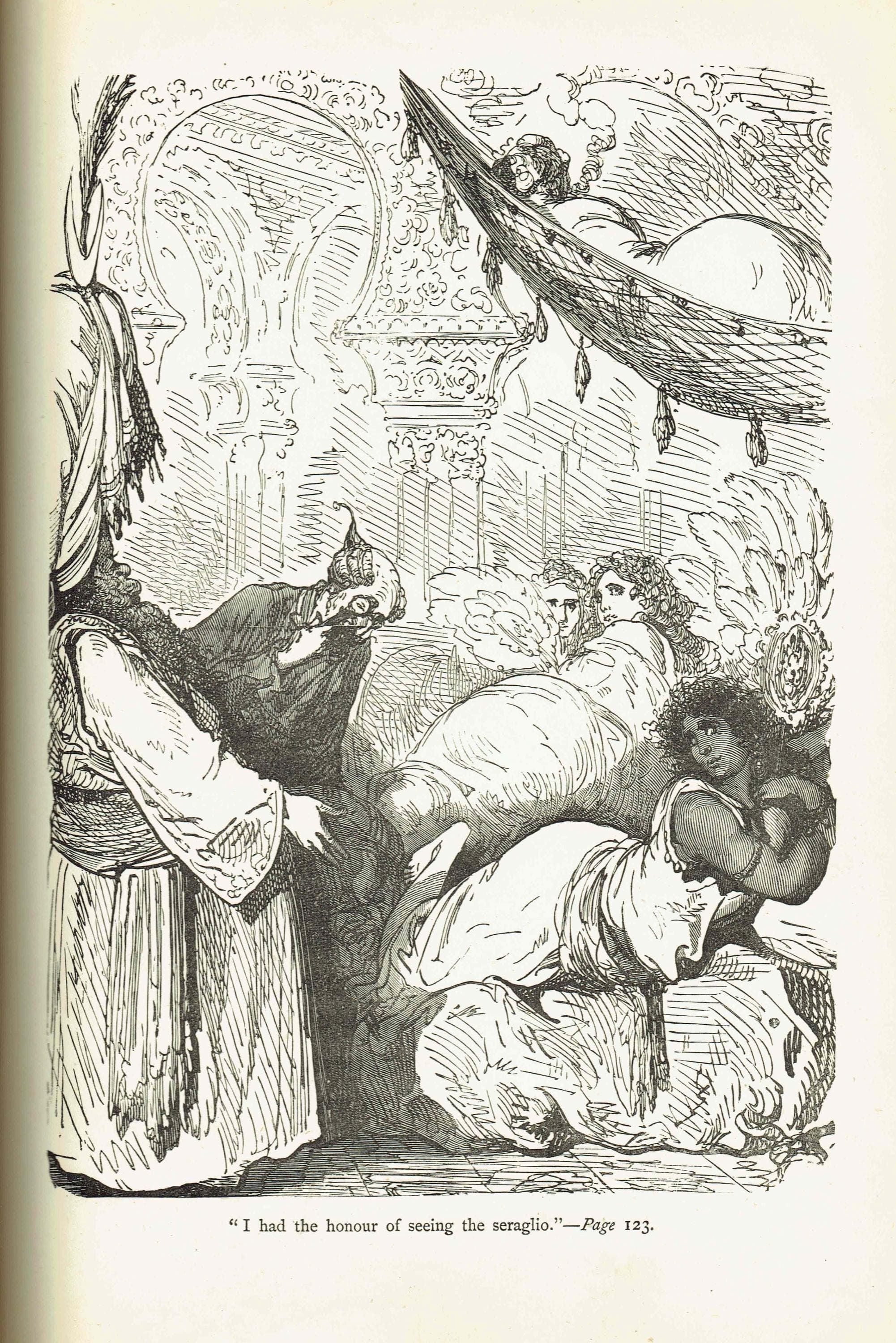 1867 Baron Munchausen Seraglio - Original Antique Print By Doré - Fantasy Adventure Tale Victorian Literature - 6 x 9 in - Image 2