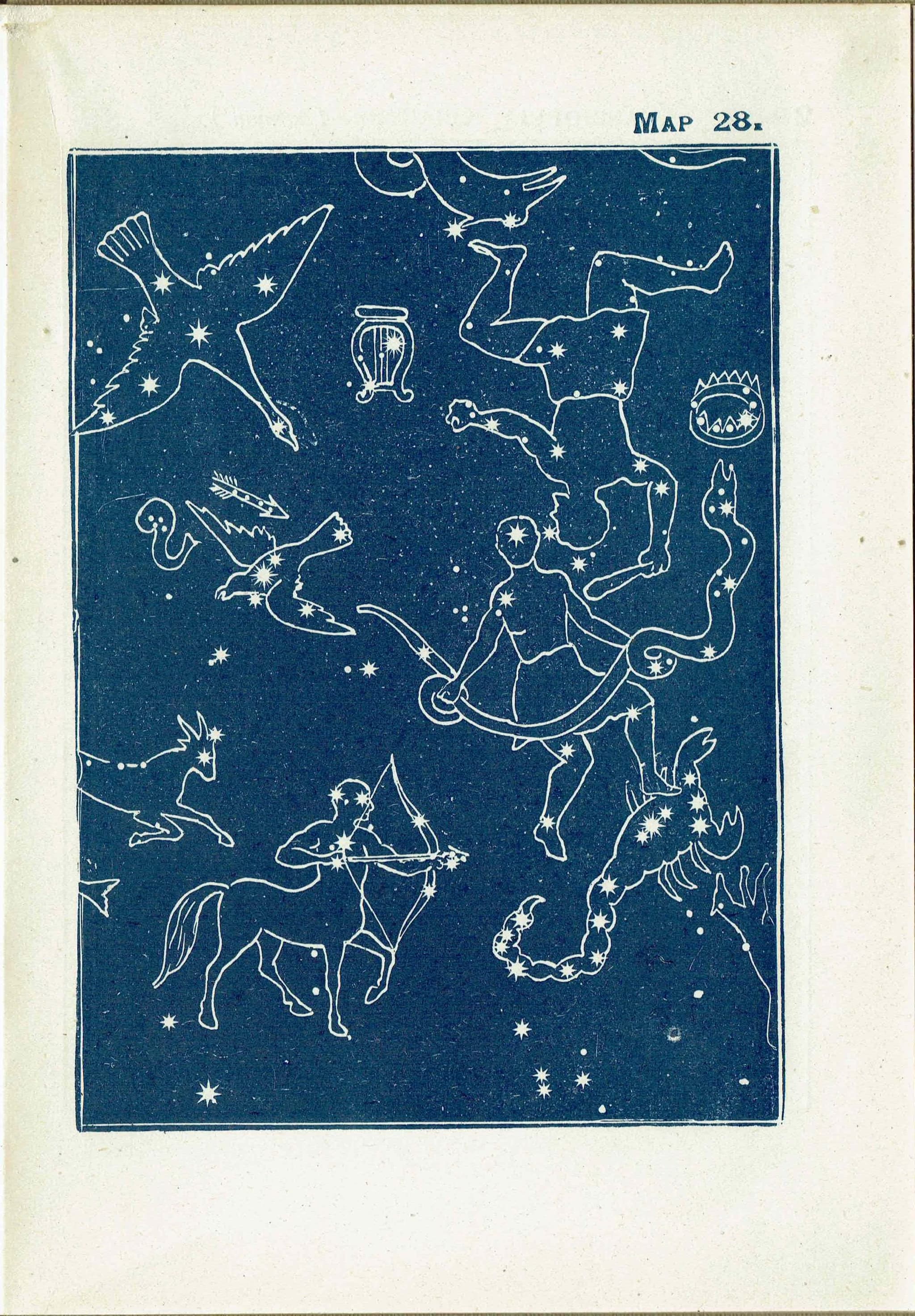 1944 Original Vega Quarter Summer Constellation Figures Stars Print - Celestial Navigation Map - Rev James Gall Atlas - 4 x 6 in - Image 2