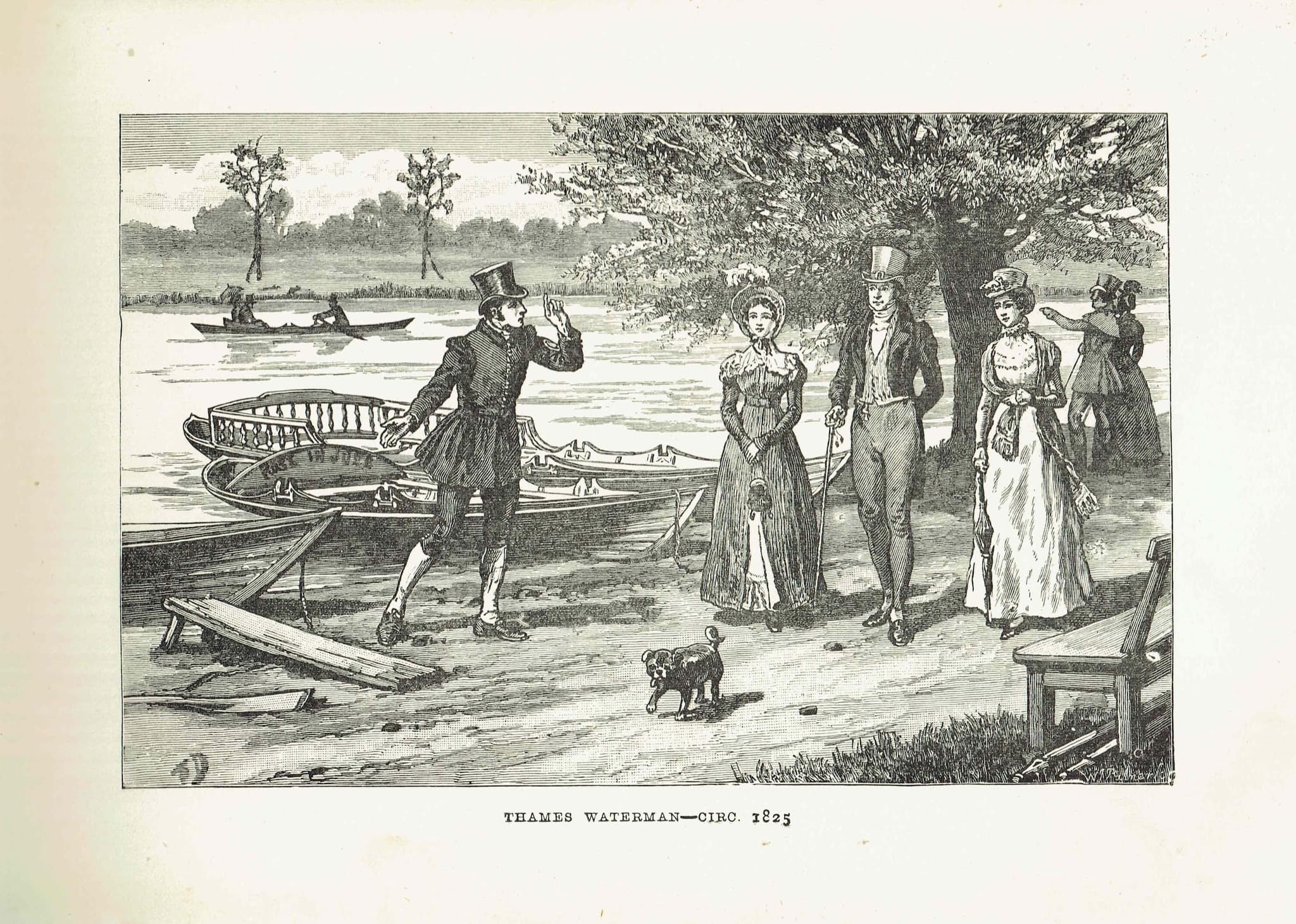 1891 Thames Waterman c.1825 - Original Antique Engraving By Dadd - Victorian River London Rowing Boating History - 7 x 4.75 in - Image 2