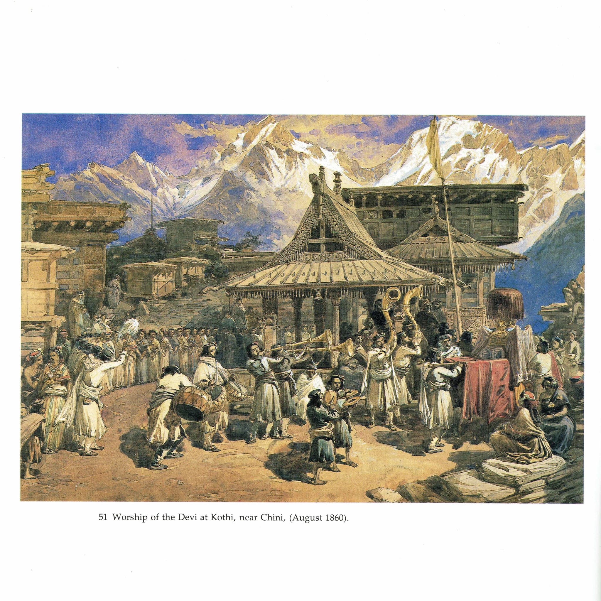 1860 Kothi Temple Ceremony - Original Vintage Print By Simpson - India Himalayan Mountain Worship Religious Study - 9.25 x 8.5 in - Image 2