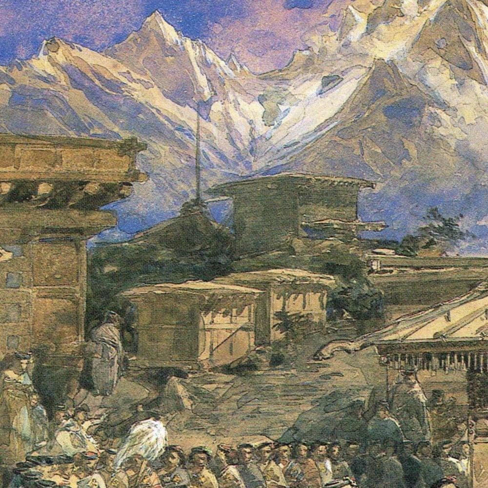 1860 Kothi Temple Ceremony - Original Vintage Print By Simpson - India Himalayan Mountain Worship Religious Study - 9.25 x 8.5 in - Image 3