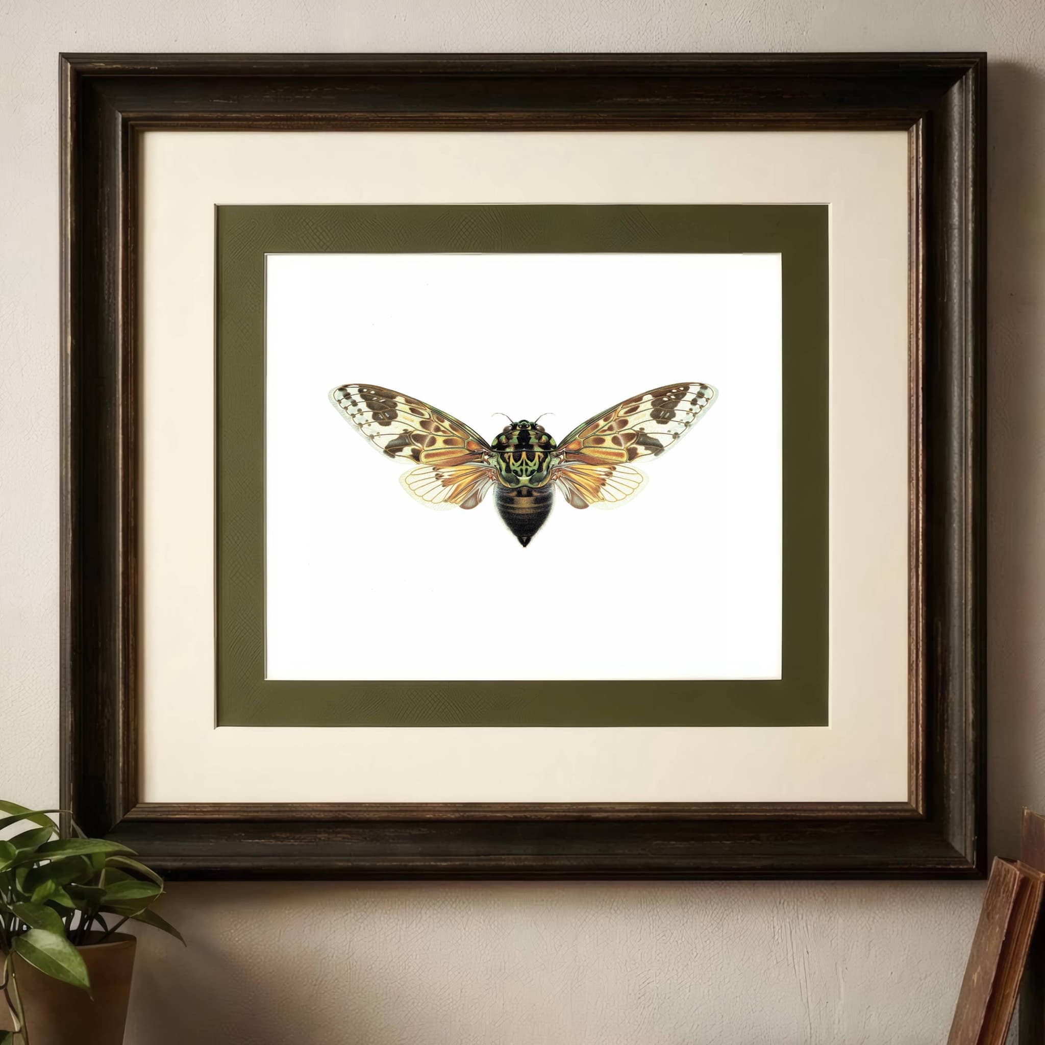 1986 Mana Cicada Pycna Antinoirii Print - Durin Bernard Scientific Illustration - Lethierry Entomology - 11 x 13 in - Image 2