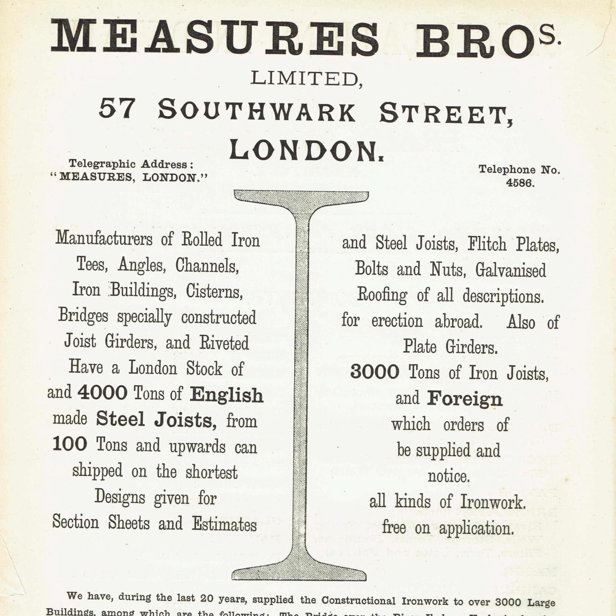 1898 Iron, Steel Construction Architectural Advertisement Print - W Fullerton - Building Illustration - 8 x 10.75 in