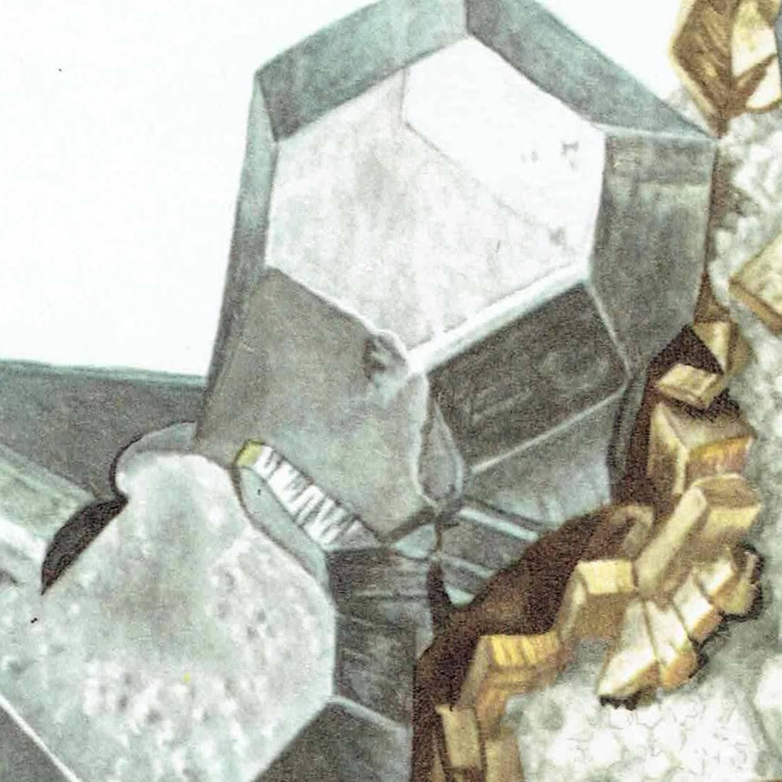 1969 Galene Crystal - Original Vintage Print By Caspari - Mineral Study Scientific Natural History Geology Art - 7.5 x 10.5 in - Image 4
