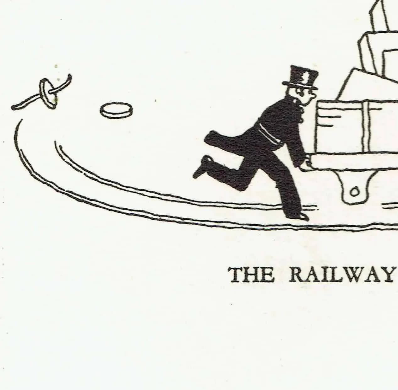 1935 Railway Policeman Saves Situation - Original Vintage Print By Robinson - Great Western Railway Humorous Cartoon - 7 x 9.5 in