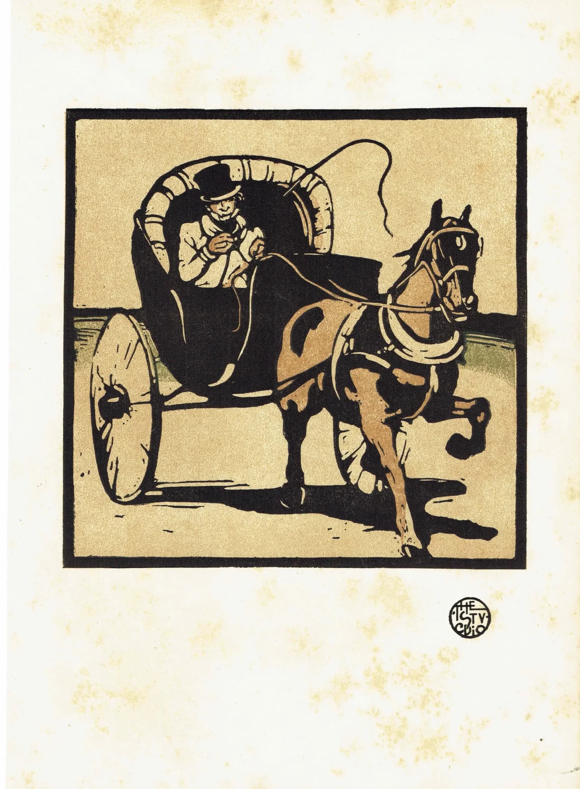 1898 The Cabriolet - Original Antique Woodcut By Nicholson - Victorian Horse Carriage Studio Magazine Transport Art - 7.5 x 10.75 in