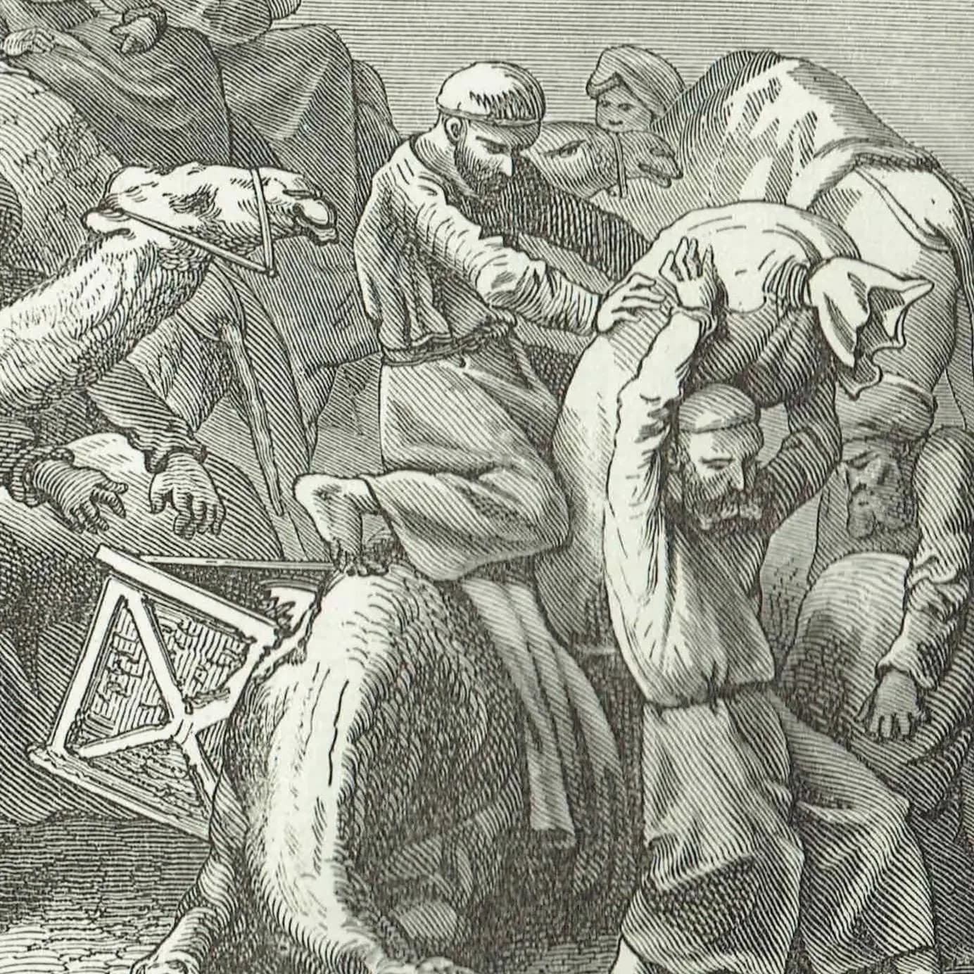 1871 Crossing the Oxus River - Antique Engraving - Central Asia Landscape Travel Scene Illustrated Travels - 11.5 x 8 in