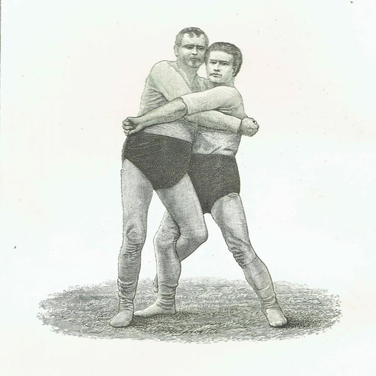 1889 The Hank Wrestling Hold - Original Antique Engraving - Badminton Library Sports Technique Victorian Athletic Study - 5 x 7 in