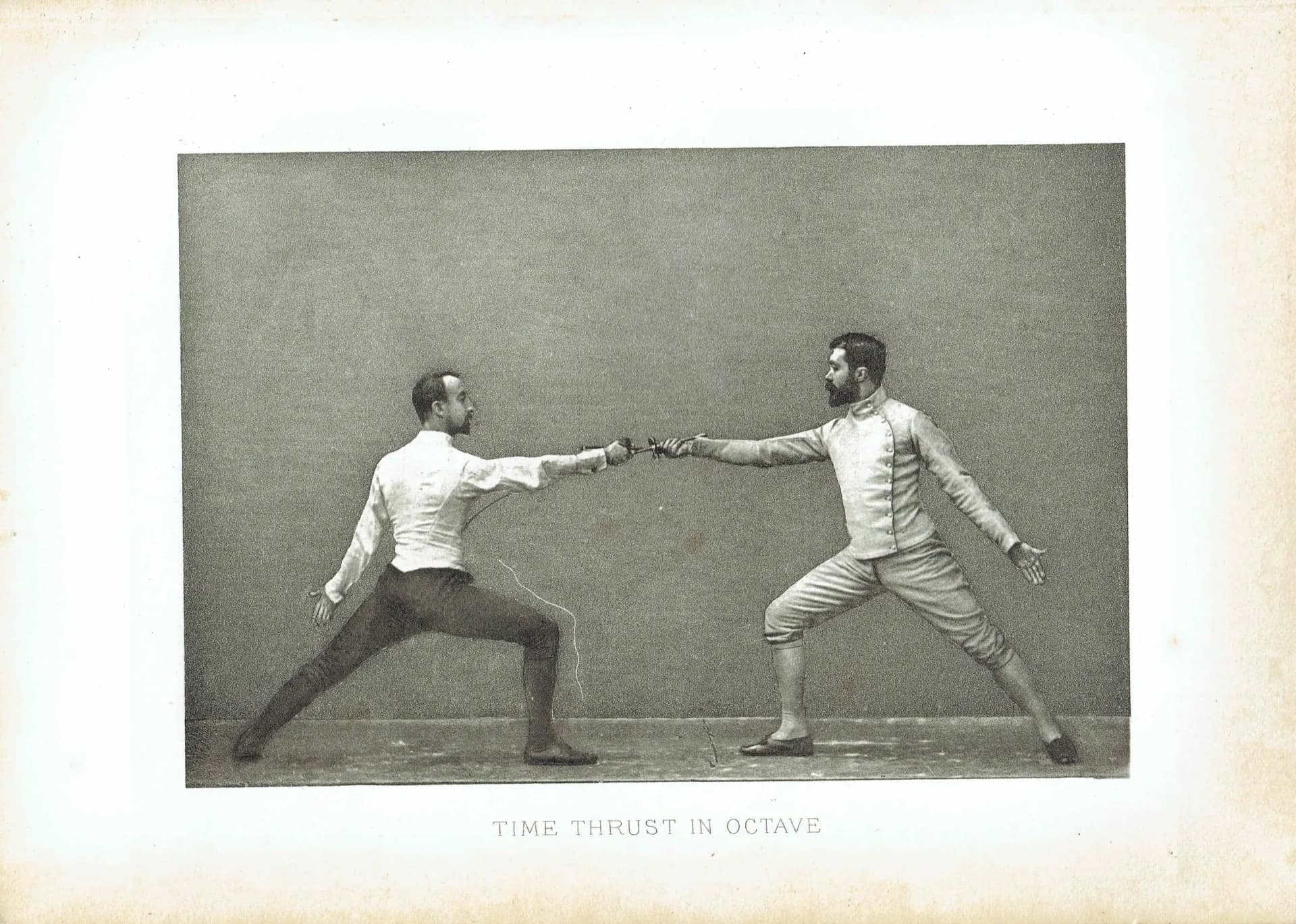 1889 Time Thrust in Octave - Original Antique Engraving - Badminton Library Fencing Victorian Sports Instruction - 5 x 7 in