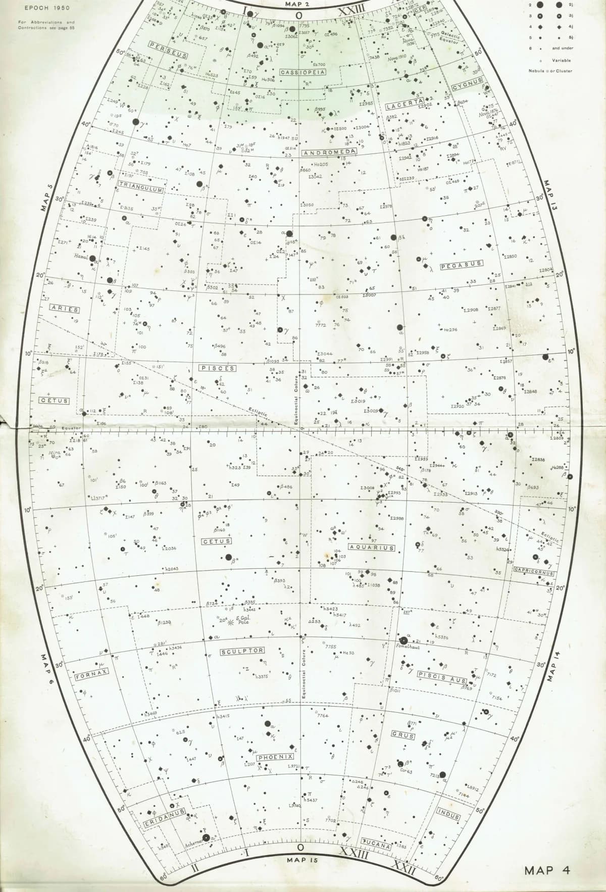 1943 Pegasus & Andromeda Star Chart - Original Vintage Print By Norton - Celestial Map Astronomy Constellation Atlas - 8.5 x 10.4 in